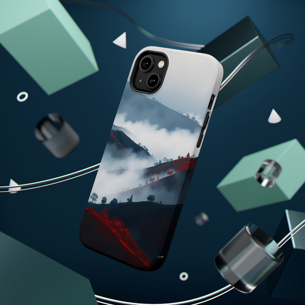 iPhone Black And Crimson Fog Rolling Over Hills Soft iPhone Finish · iPhone Case