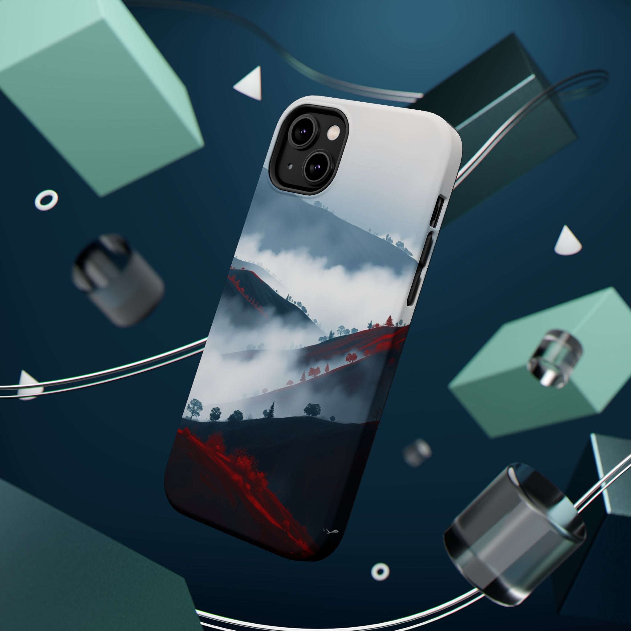 iPhone Black And Crimson Fog Rolling Over Hills Soft iPhone Finish · iPhone Case