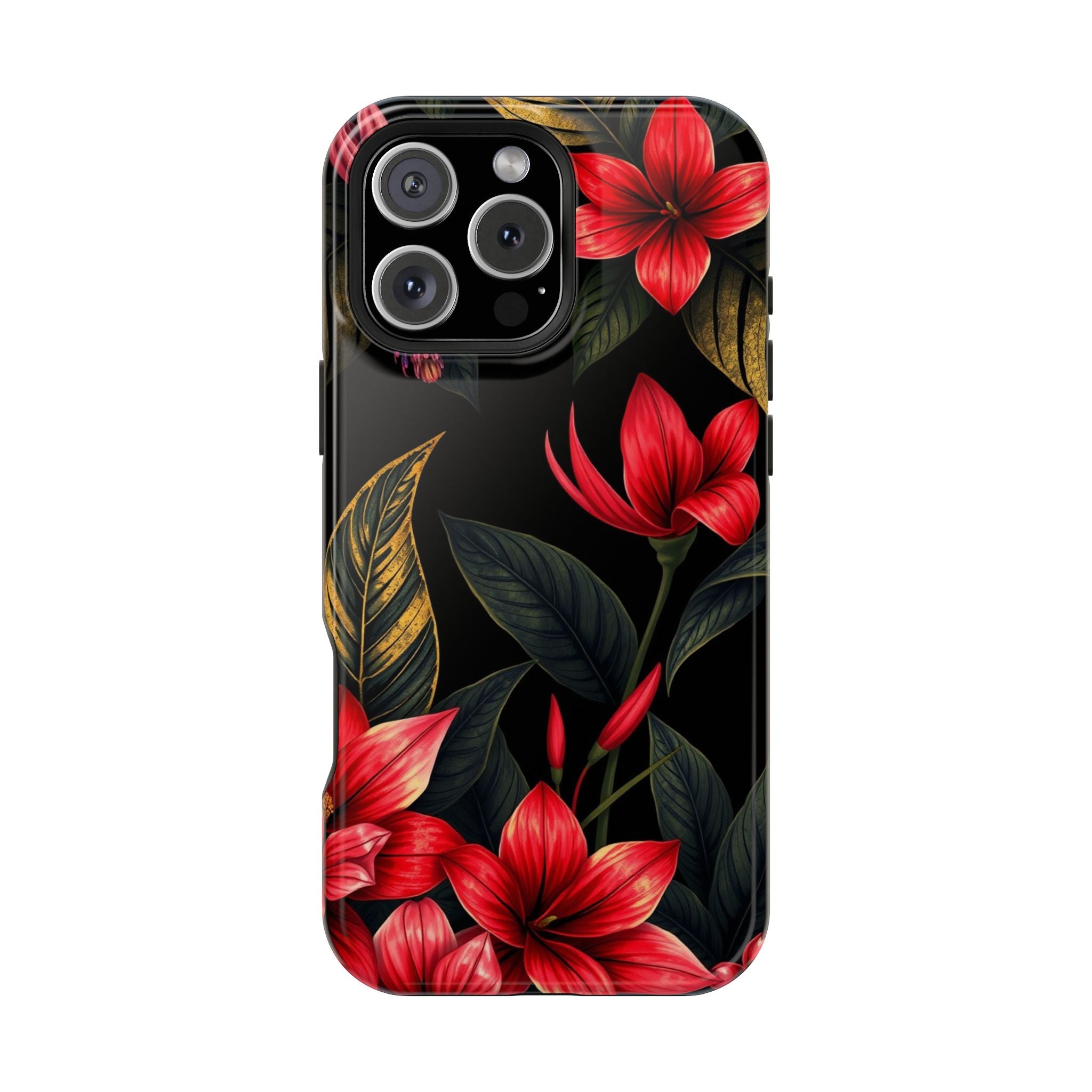iPhone Black And Crimson Jungle Floral Slim Everyday Designer Case · iPhone Case