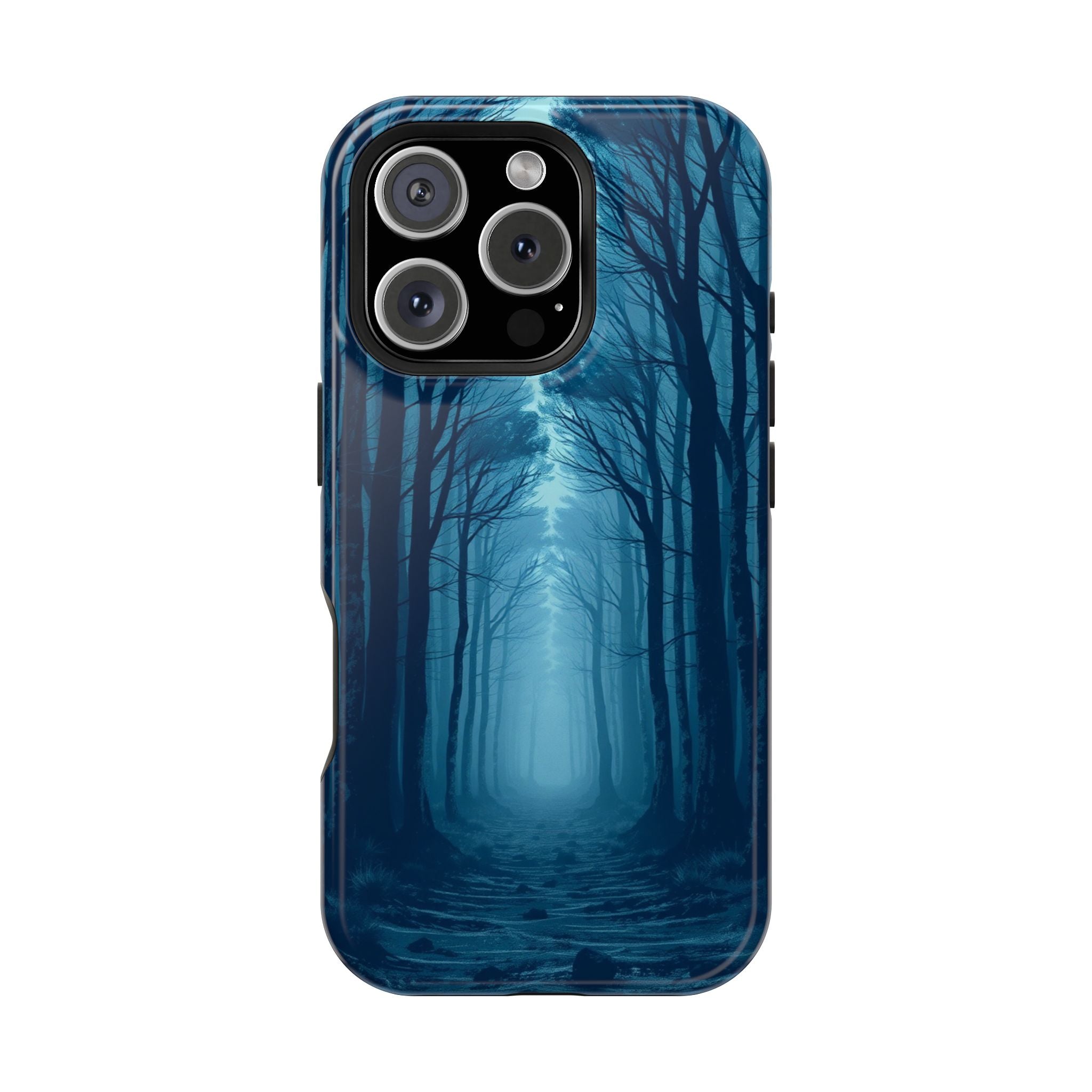 iPhone Midnight Blue And Silver Misty Forest Path iPhone Clean Minimal · iPhone