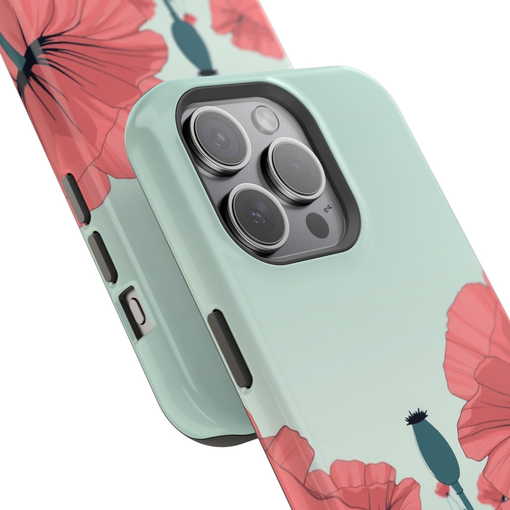 iPhone Mint And Blush Poppy Field Bold Modern Everyday Snap Case · iPhone Case