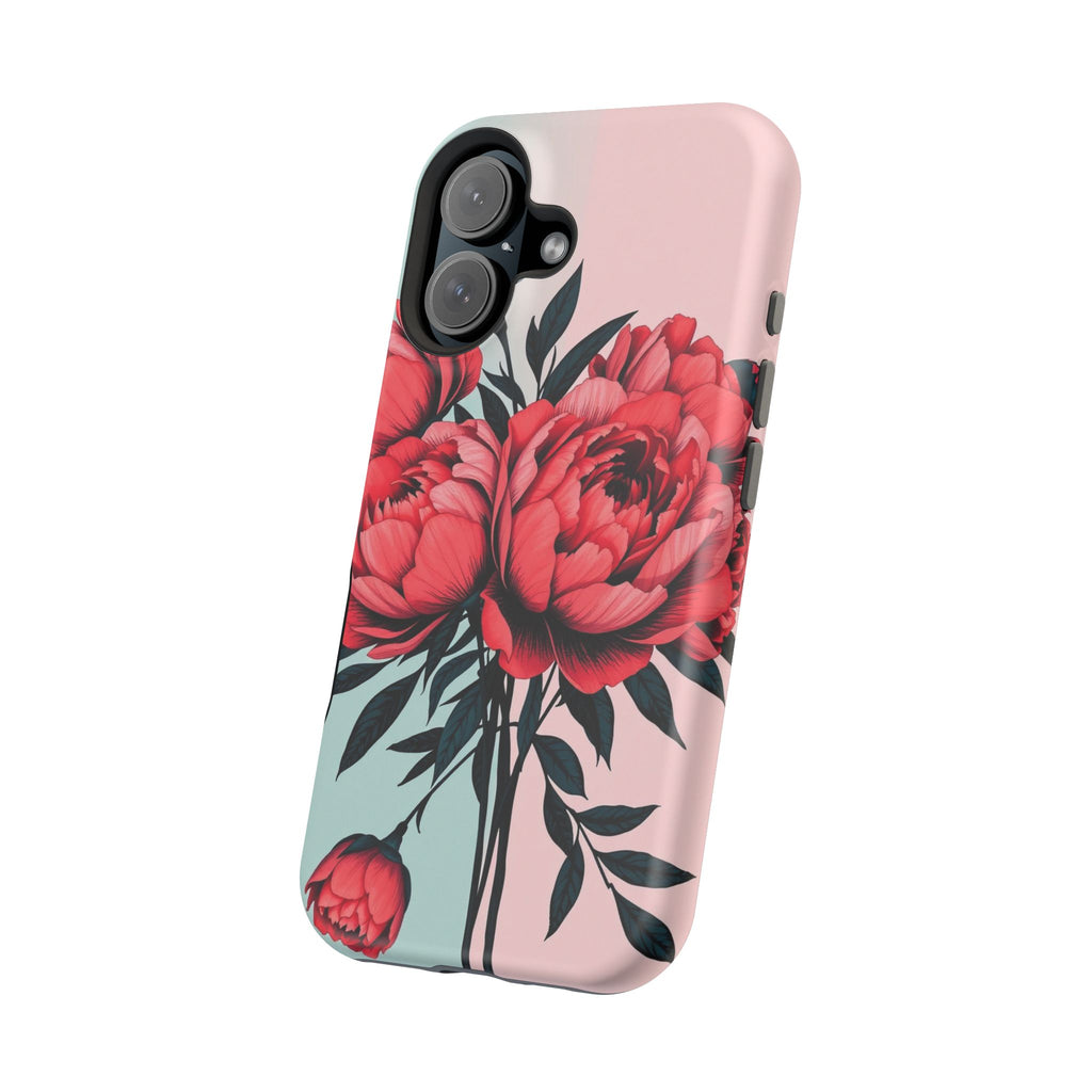 iPhone Teal And Coral Peony Bouquet Artistic Everyday Cas Slim Snap Case · iPhon