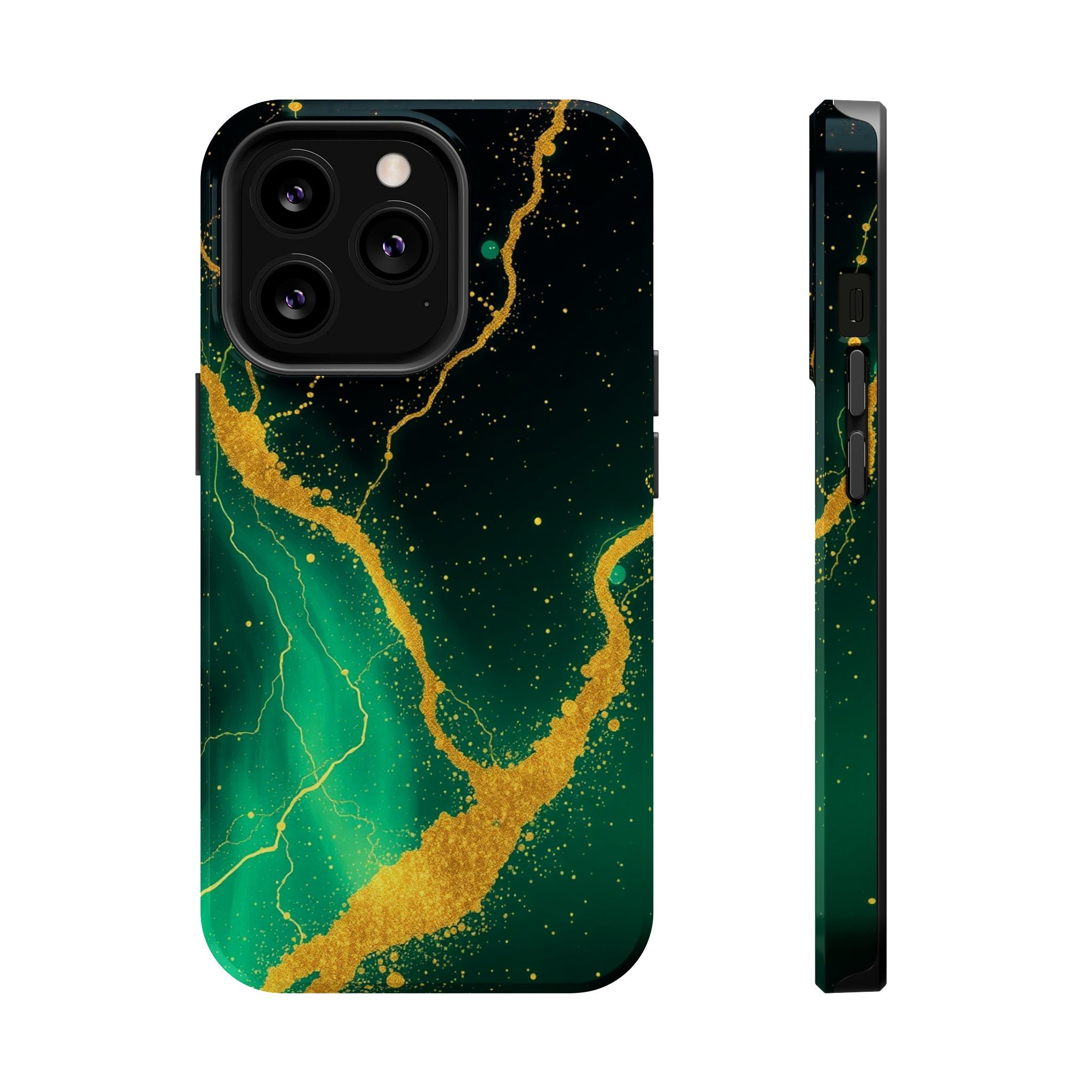 iPhone Emerald Green And Gold Petal Storm Slim iPhone Everyday Designer · iPhone