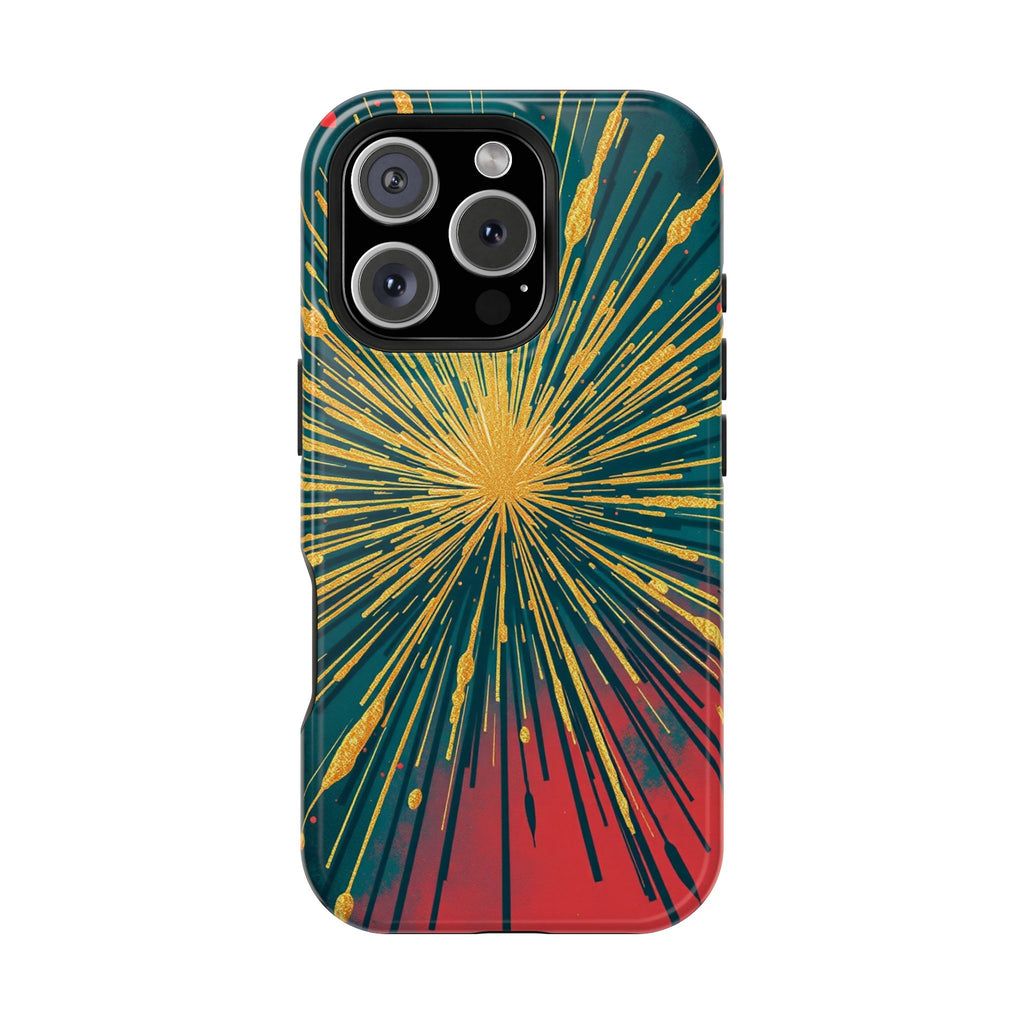 iPhone Gold Foil Burst Dark Gothic Ink Slim Everyday Designer Case · iPhone Case