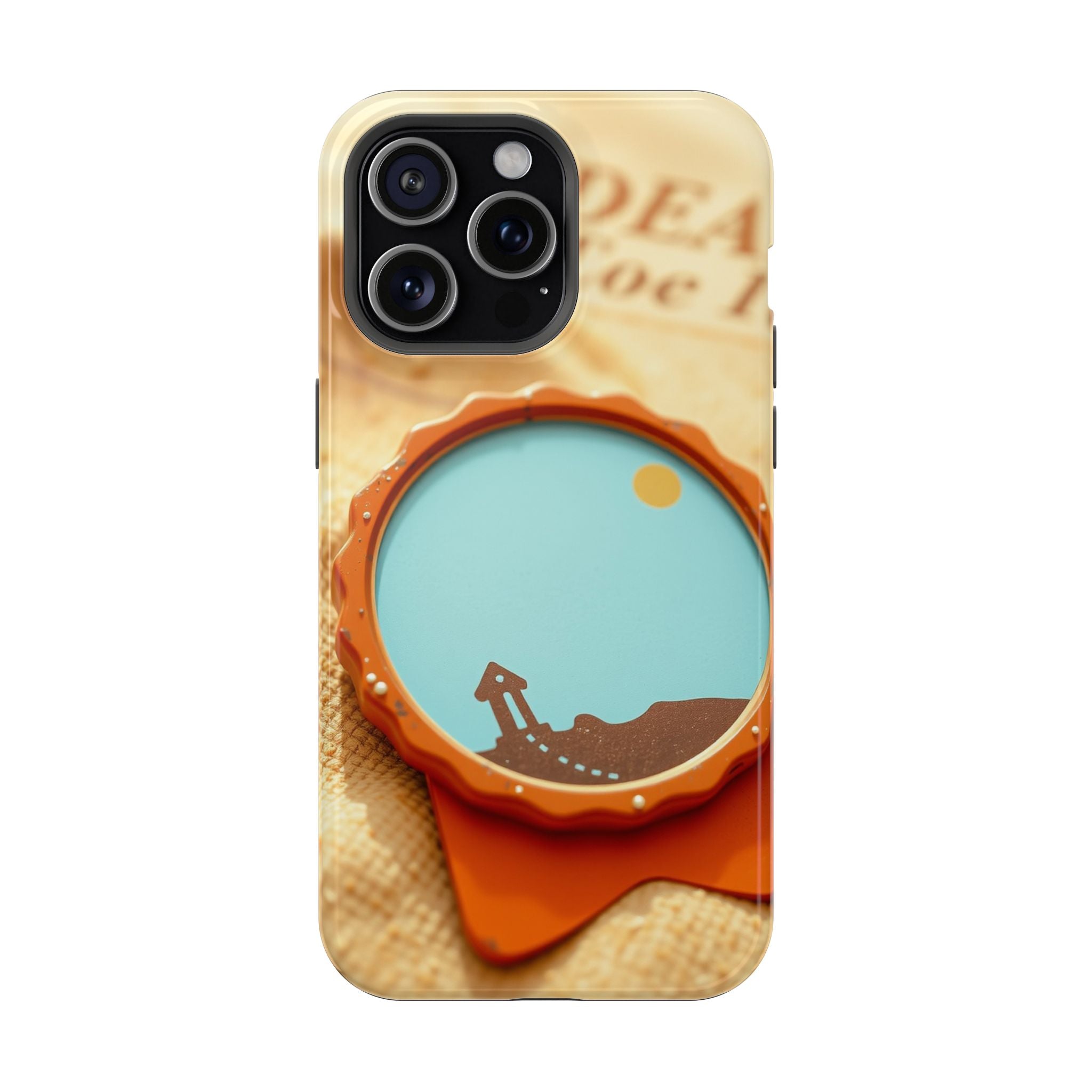 iPhone Burnt Orange And Sand Retro Travel Badge Soft Finish Everyday Case · iPho