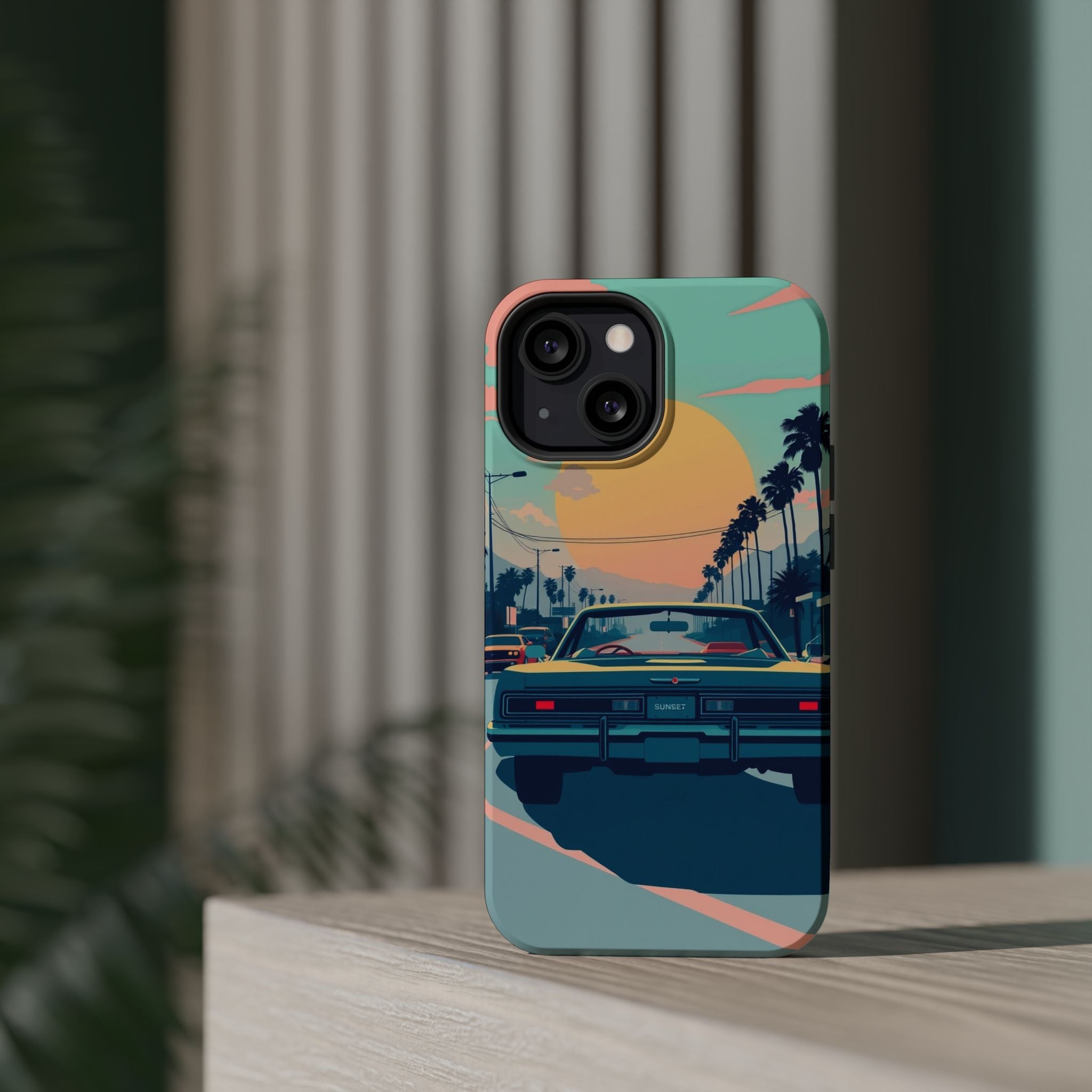 iPhone Sunset Drive 80s Pop Art Bold Slim Everyday Designer Case · iPhone Case