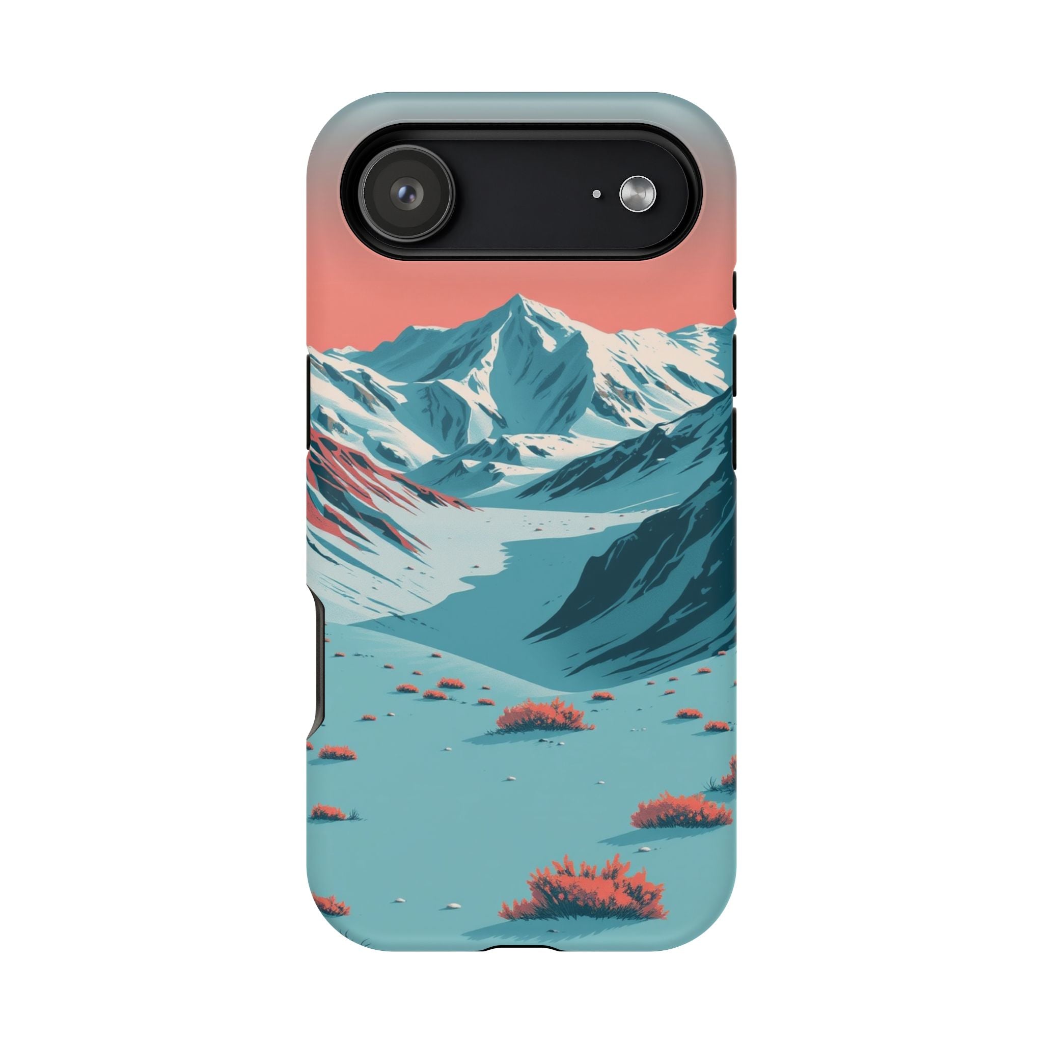 iPhone Teal And Coral Arctic Tundra Slim Everyday Designer Case · iPhone Case