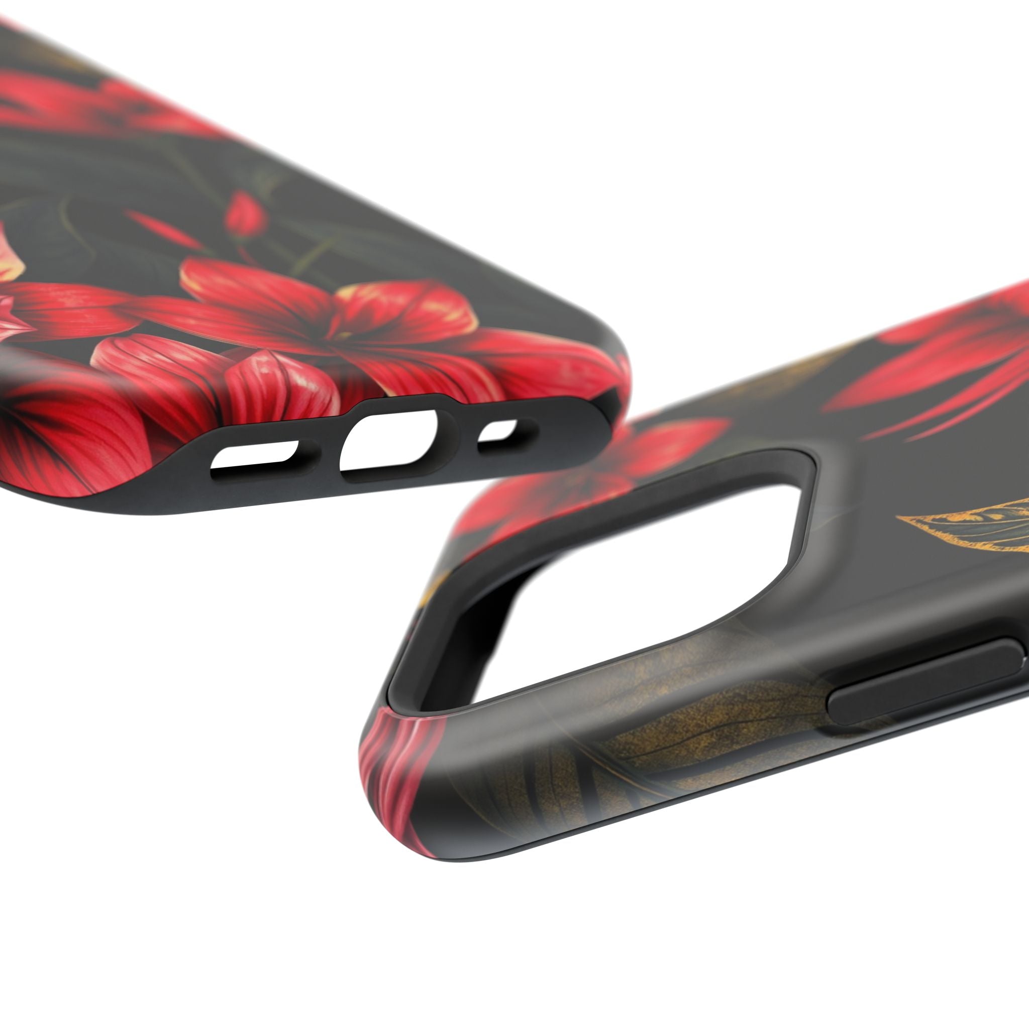 iPhone Black And Crimson Jungle Floral Slim Everyday Designer Case · iPhone Case