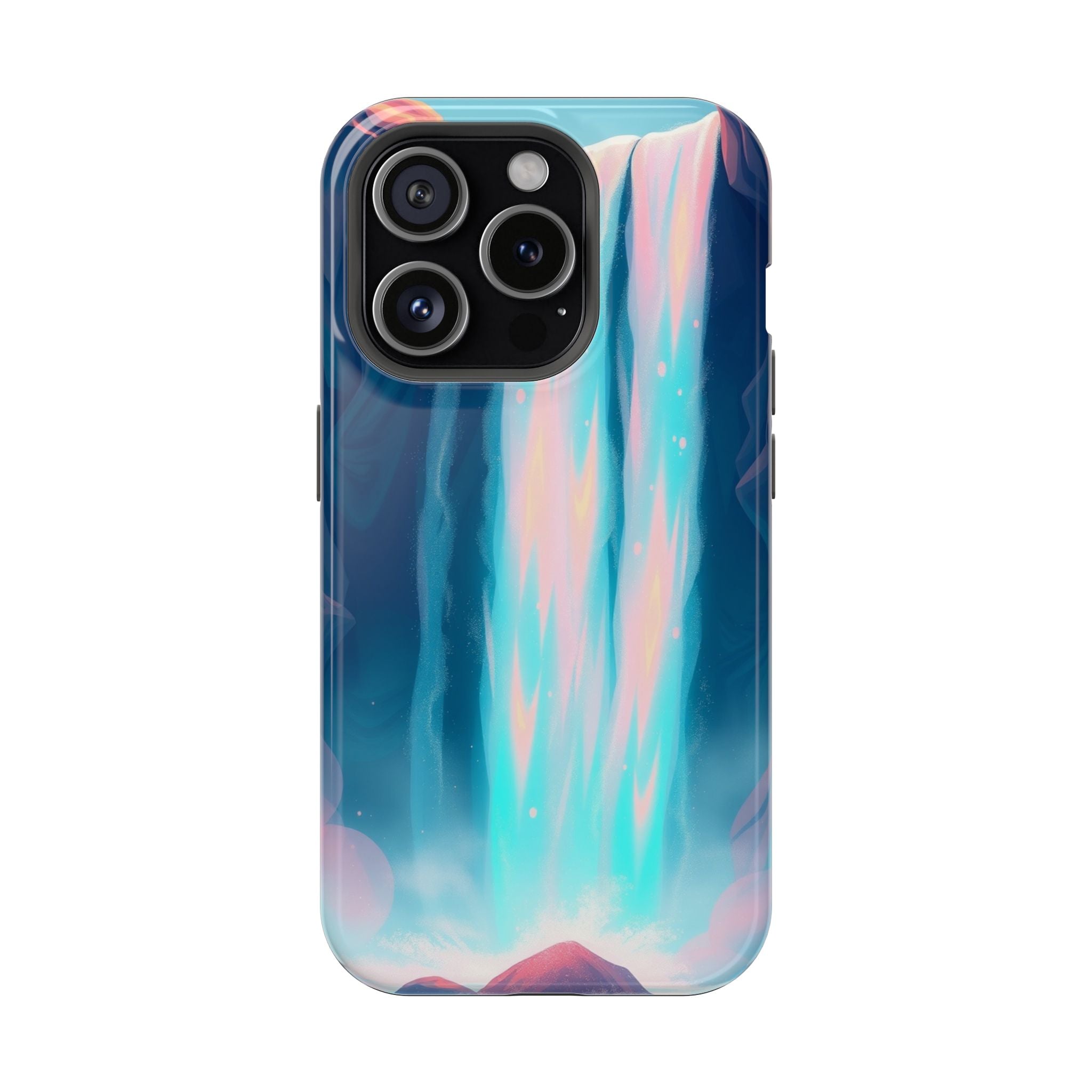 iPhone Teal And Coral Waterfall Mist Slim Everyday Designer Case · iPhone Case