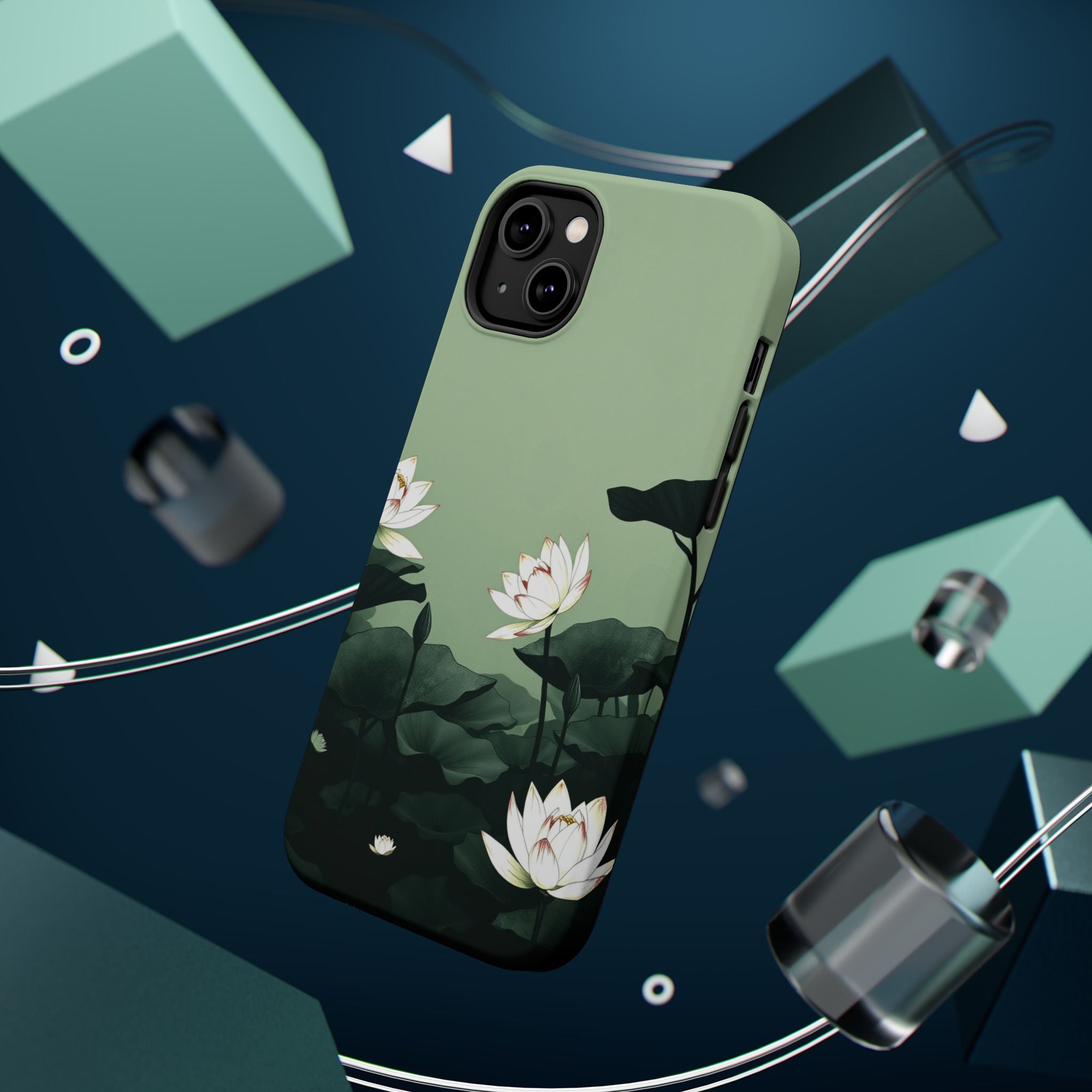 iPhone Sage And Ivory Lotus Pond Bold Modern Everyday Snap Case · iPhone Case