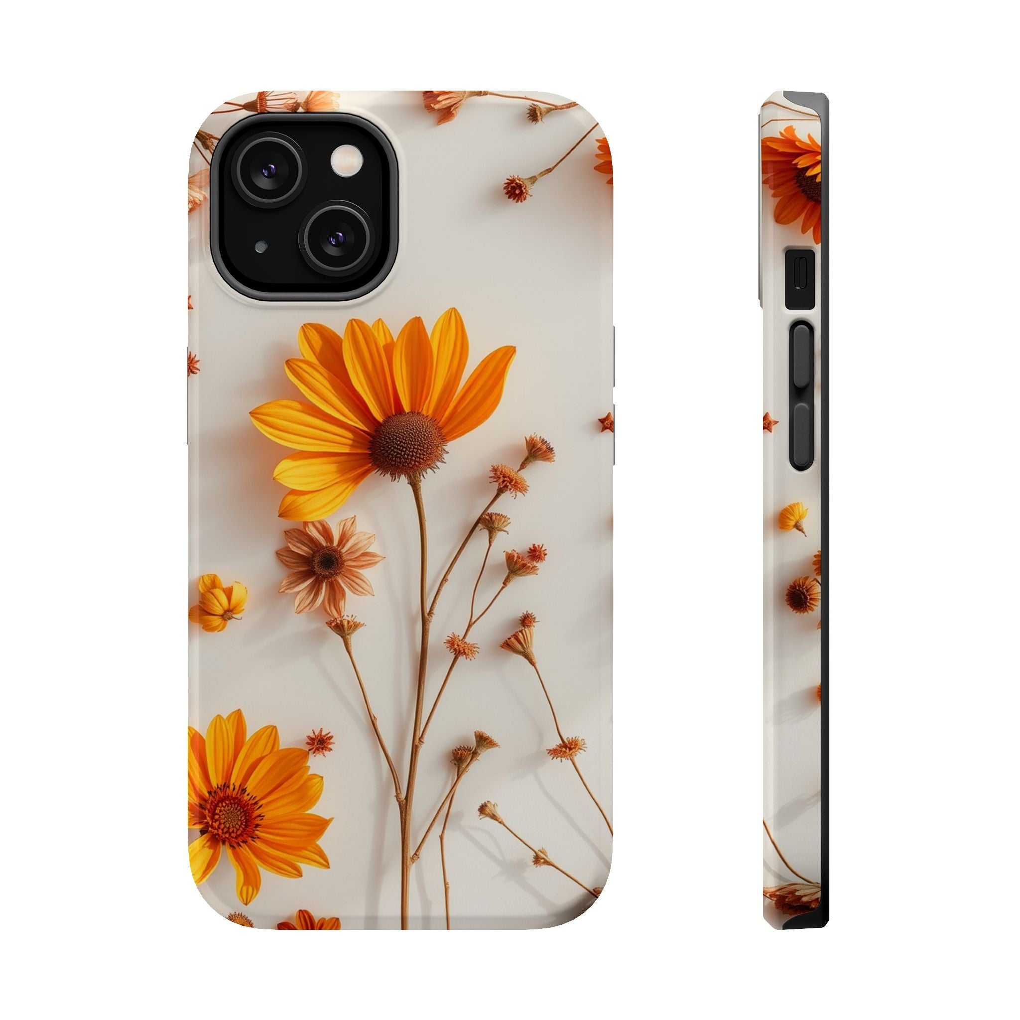 iPhone Mustard And Rust Dried Flower Flat Lay Carry Case Slim Snap Case · iPhone