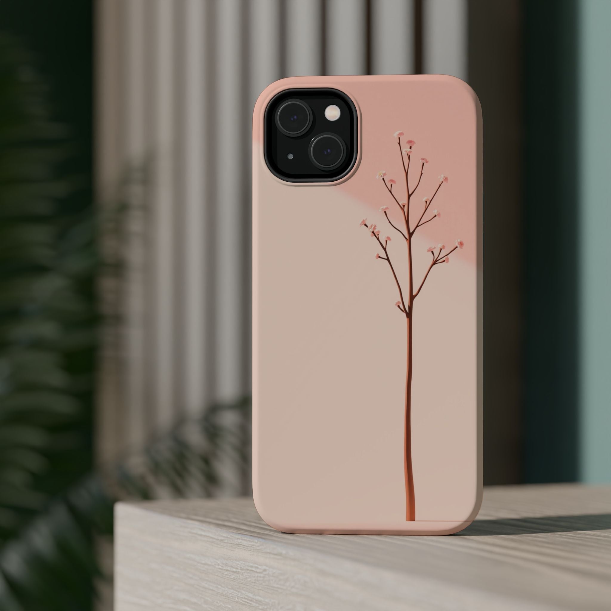 iPhone Rose Pink And Cream Minimalist Stem Slim iPhone Everyday · iPhone Case