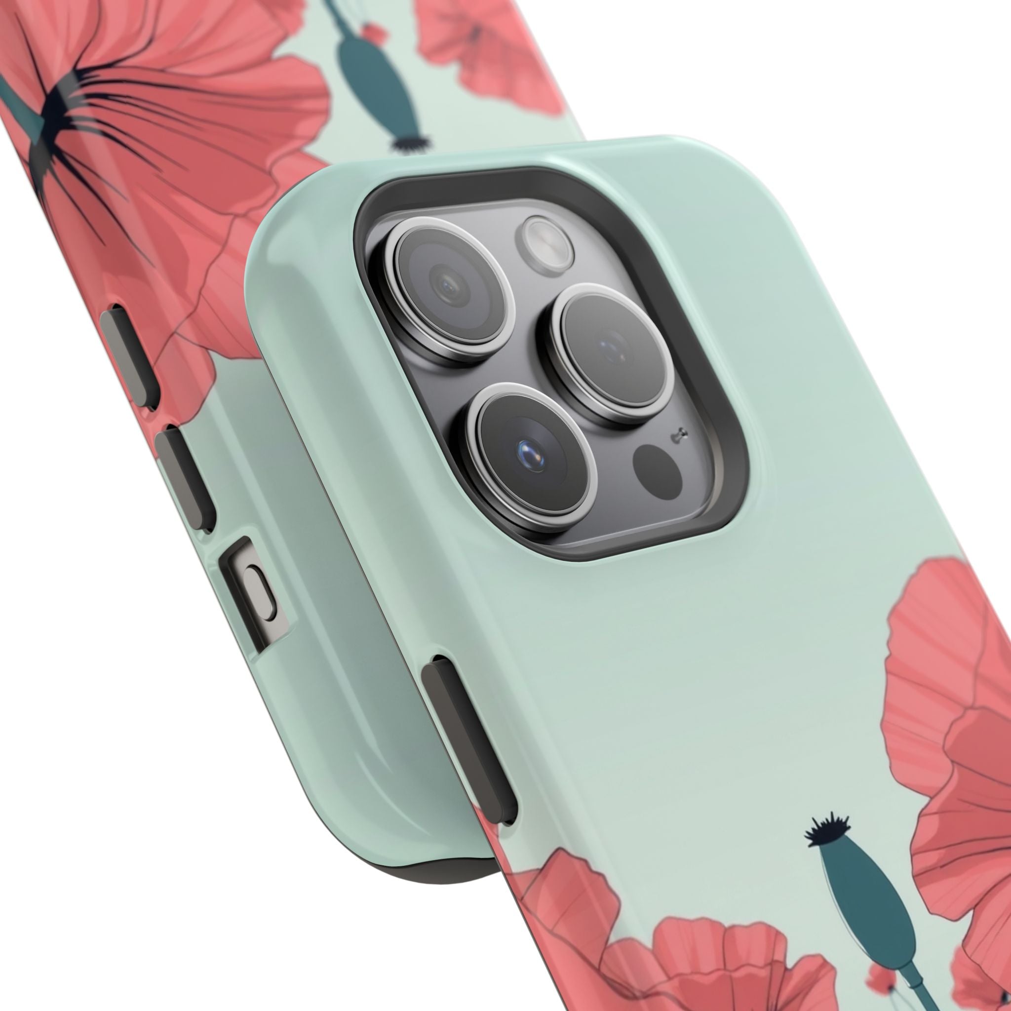 iPhone Mint And Blush Poppy Field Bold Modern Everyday Snap Case · iPhone Case
