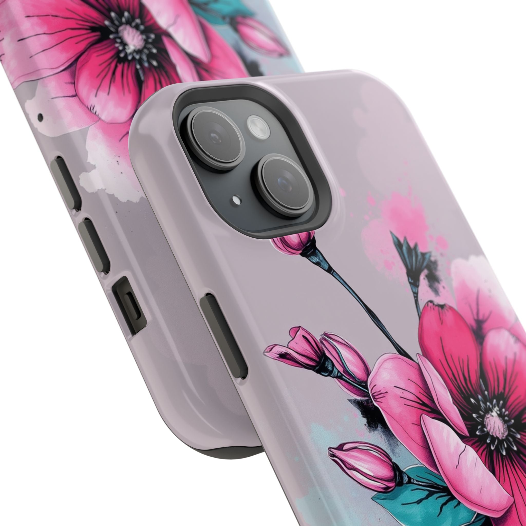 iPhone Mint And Blush Floral Ink Wash Slim Everyday Designer Case · iPhone Case