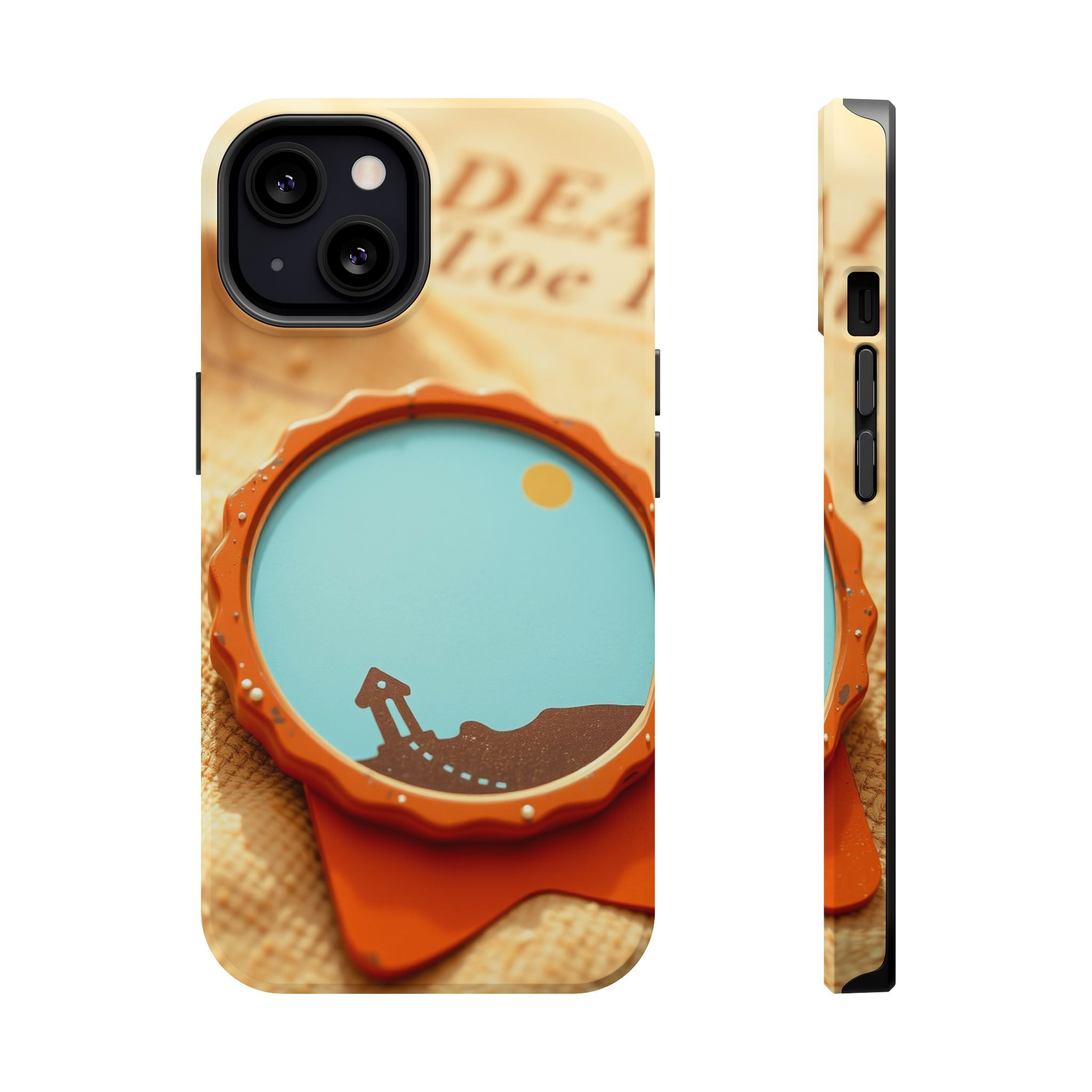 iPhone Burnt Orange And Sand Retro Travel Badge Soft Finish Everyday Case · iPho