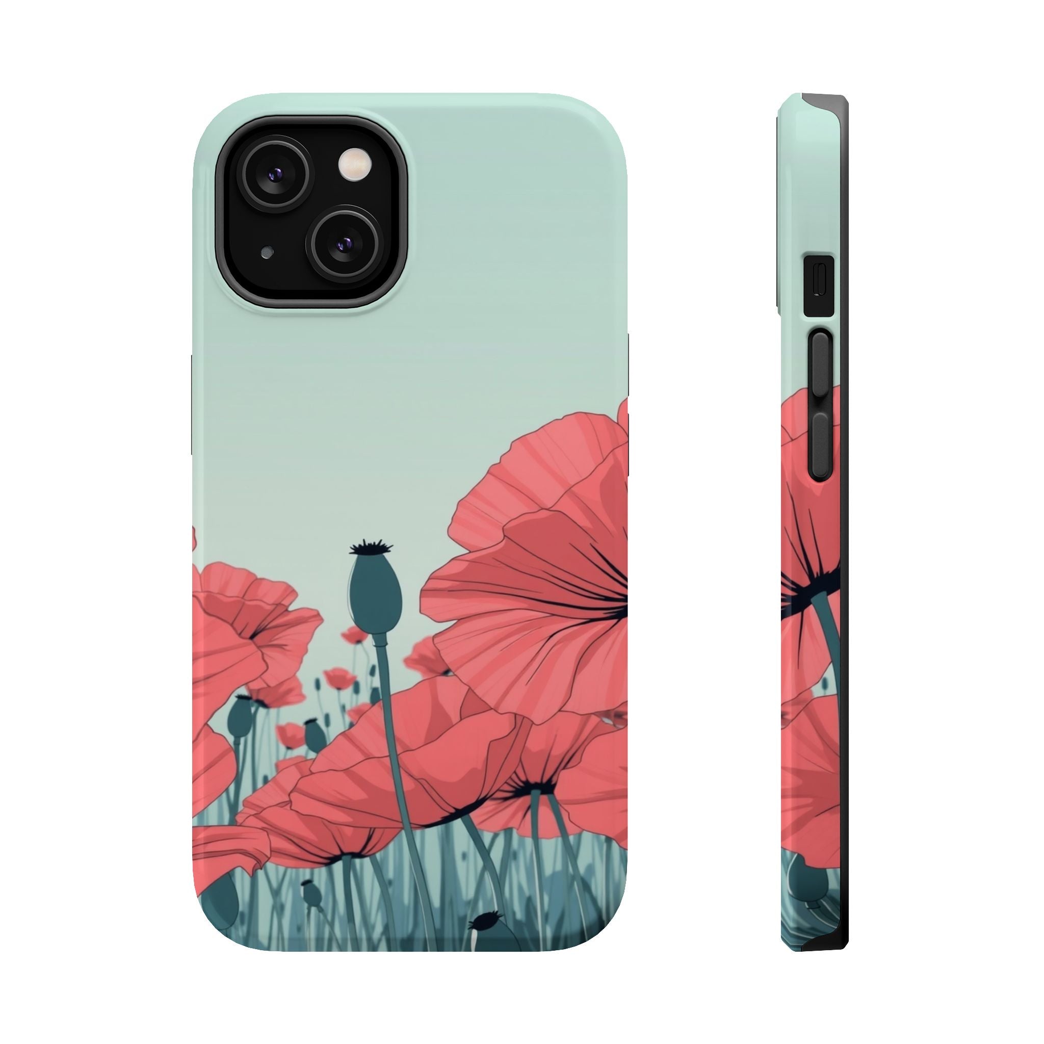 iPhone Mint And Blush Poppy Field Bold Modern Everyday Snap Case · iPhone Case
