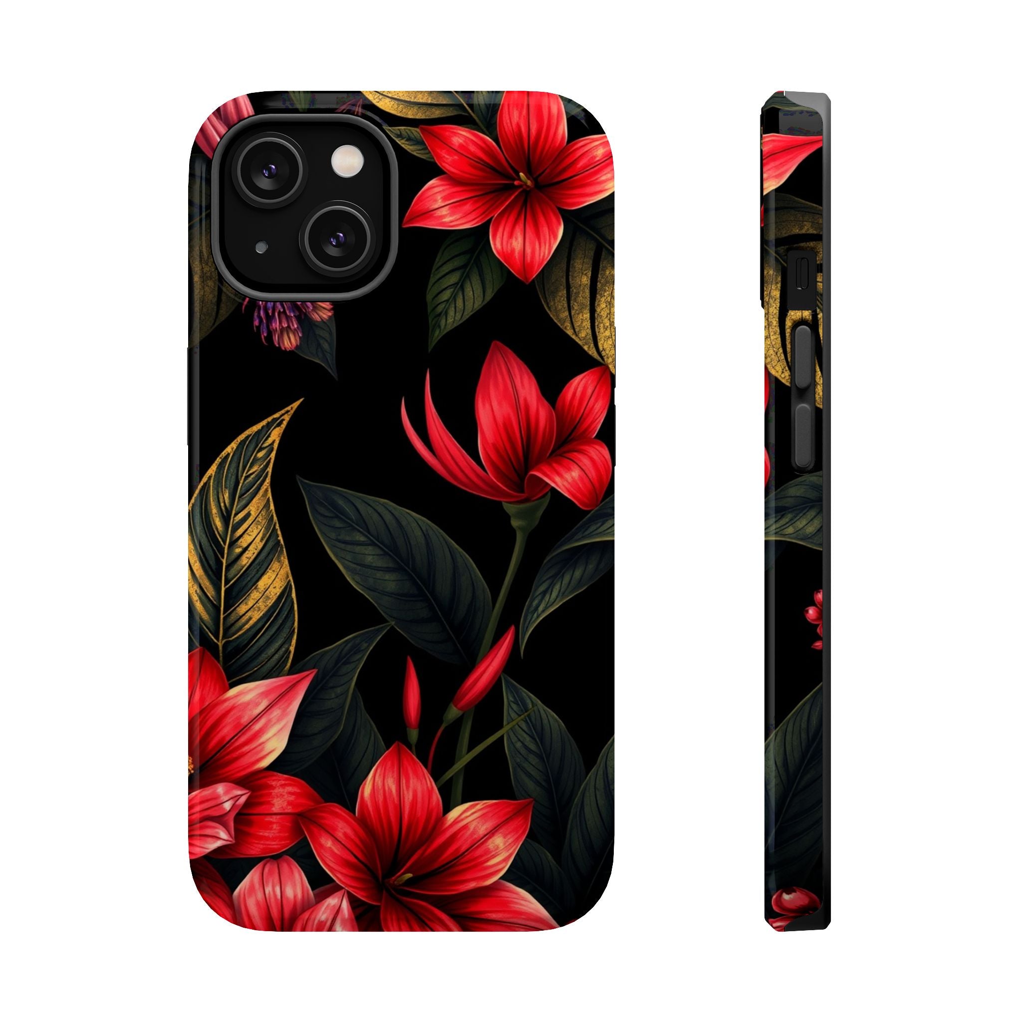 iPhone Black And Crimson Jungle Floral Slim Everyday Designer Case · iPhone Case