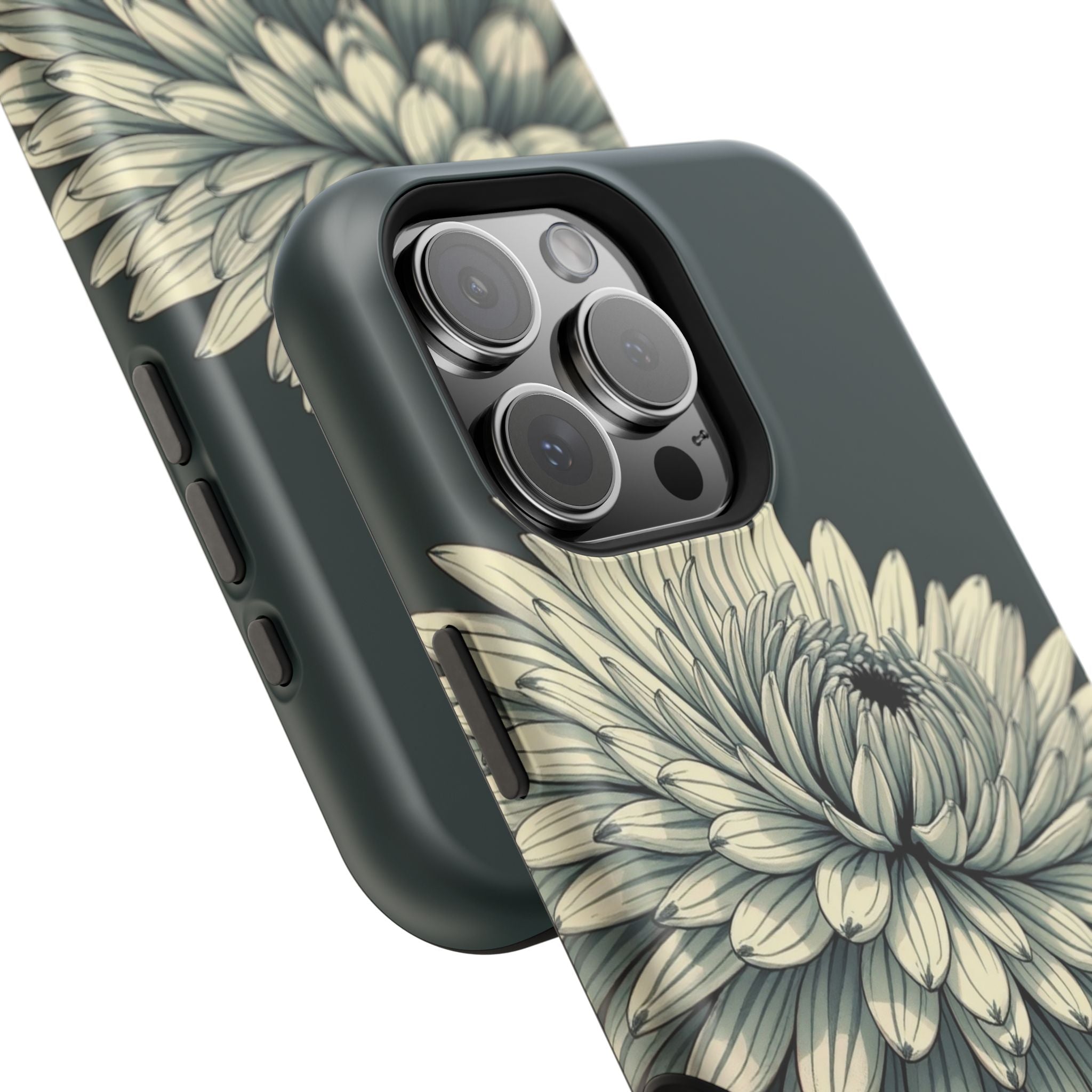 iPhone Chrysanthemum Classic Dark Gothic Ink Carry Case Slim Snap Case · iPhone