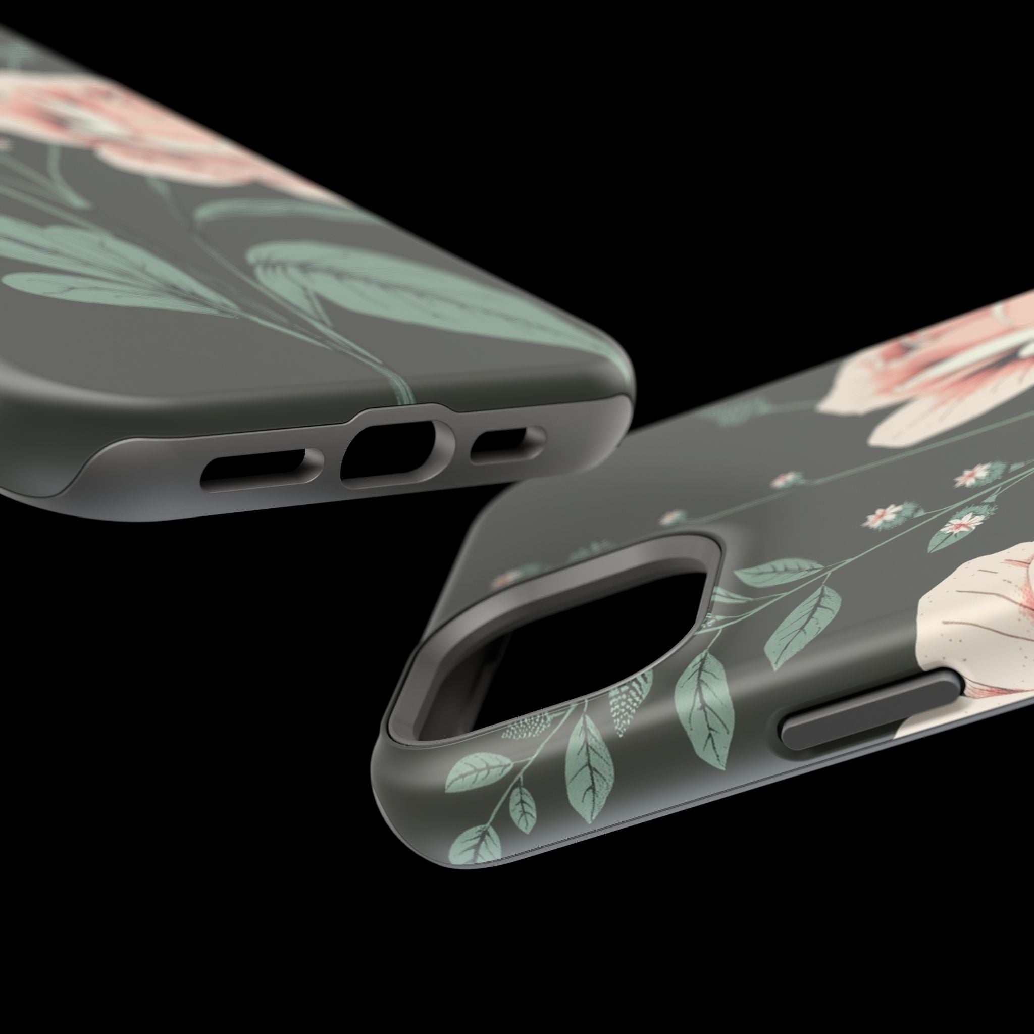 iPhone Mint And Blush Vintage Botanical Print Slim Everyday Designer Case · iPho