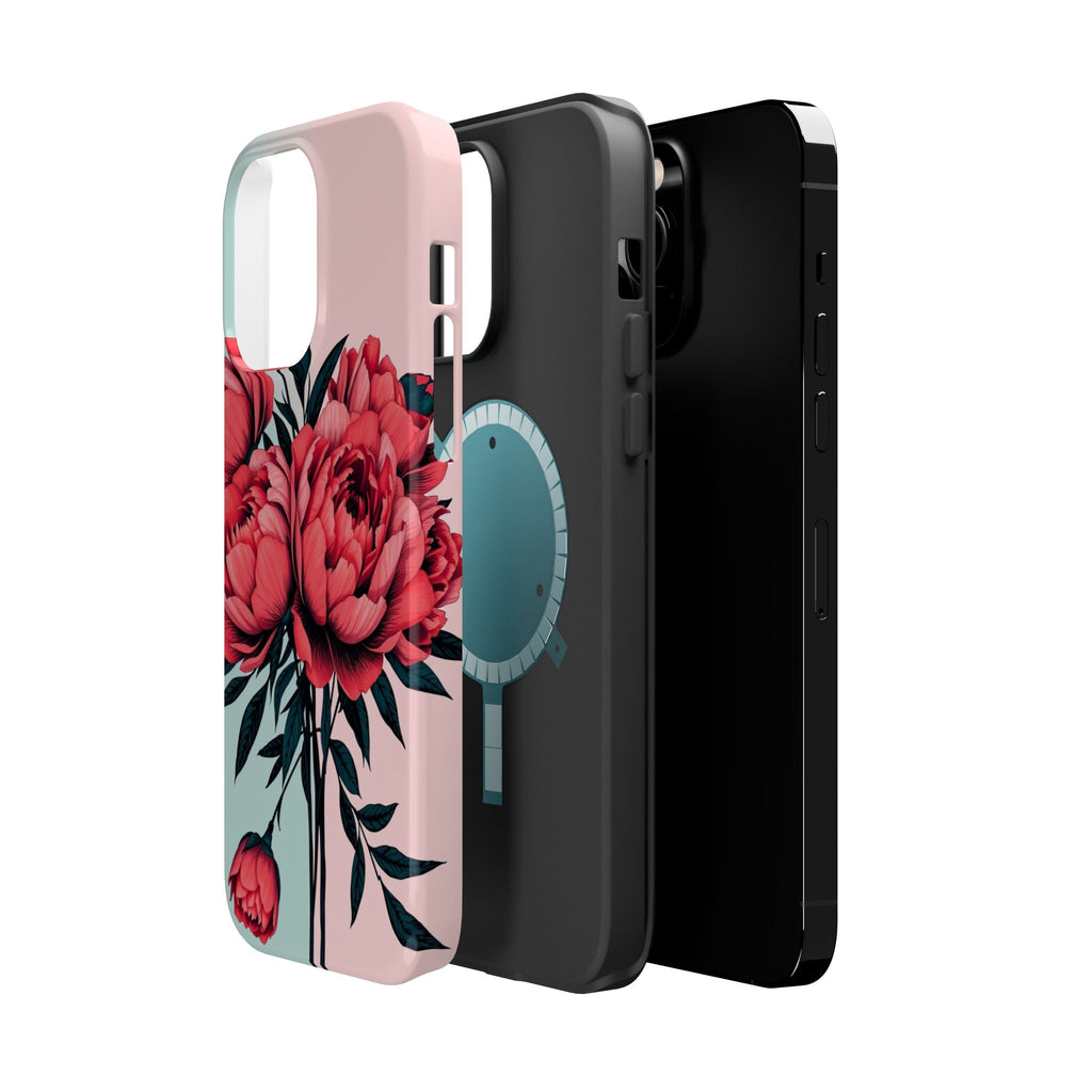 iPhone Teal And Coral Peony Bouquet Artistic Everyday Cas Slim Snap Case · iPhon
