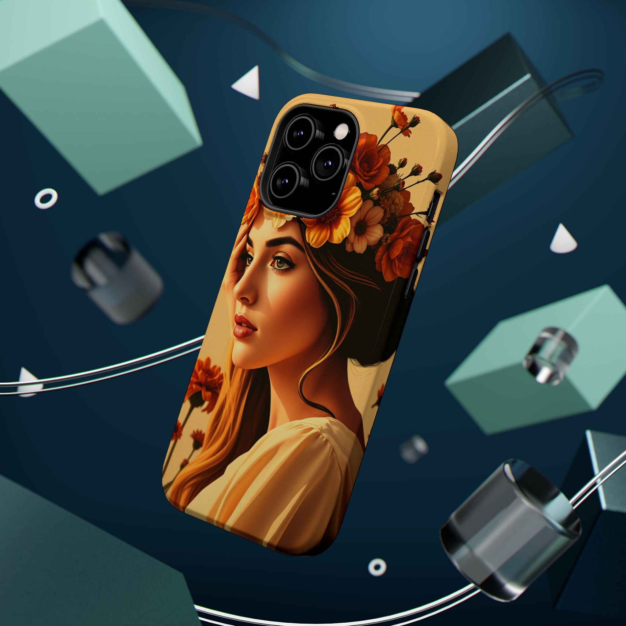 iPhone Mustard And Rust Floral Crown Slim Everyday Designer Case · iPhone Case
