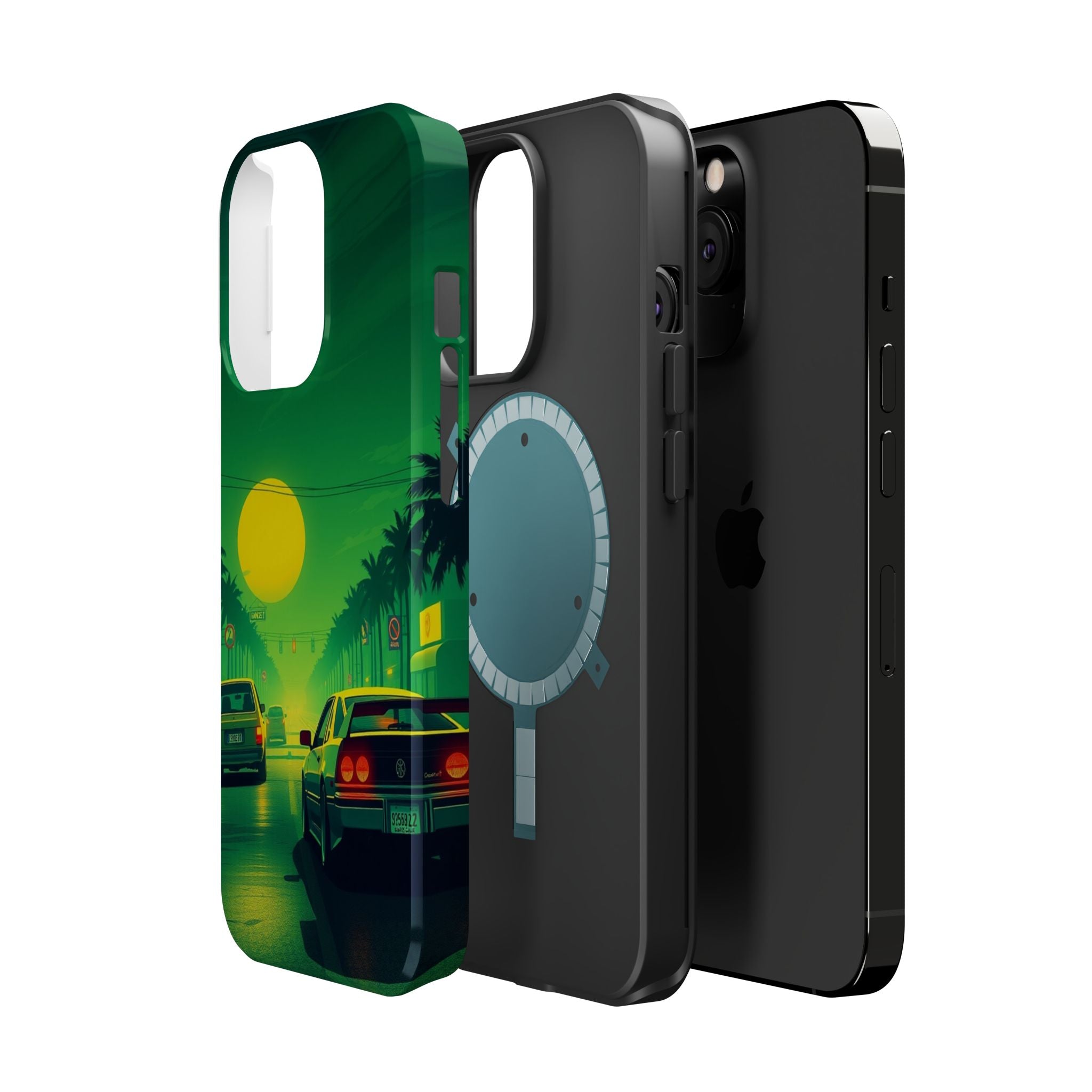 iPhone Dreamy Sunset Drive 80s Design Slim Everyday Designer Case · iPhone Case