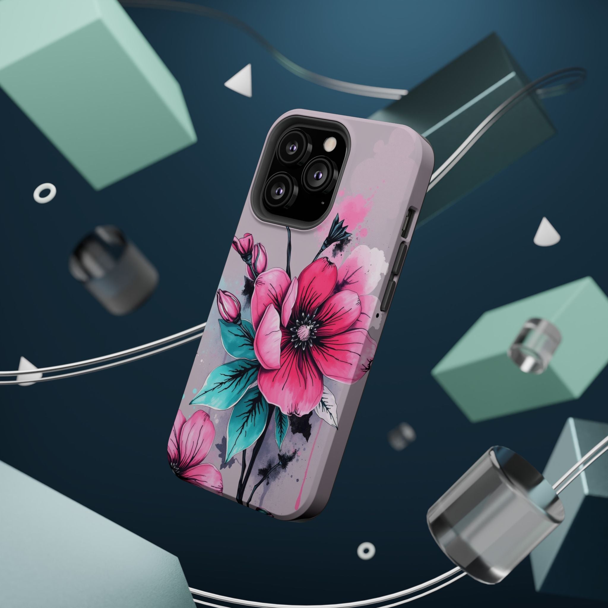 iPhone Mint And Blush Floral Ink Wash Slim Everyday Designer Case · iPhone Case
