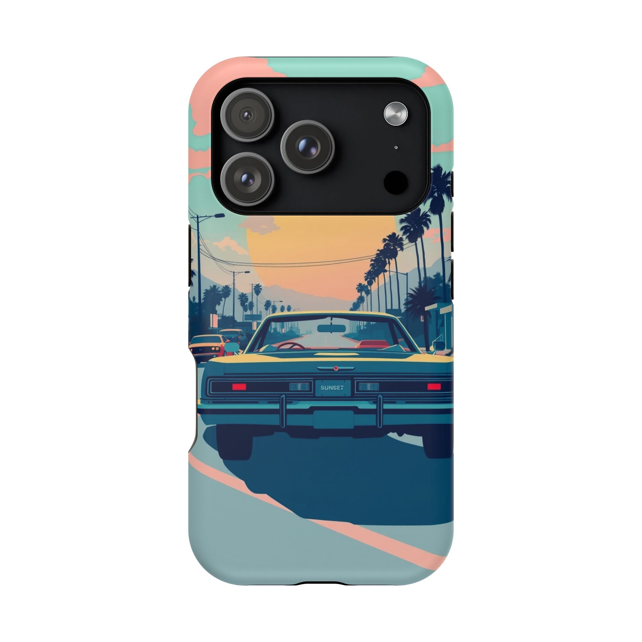 iPhone Sunset Drive 80s Pop Art Bold Slim Everyday Designer Case · iPhone Case