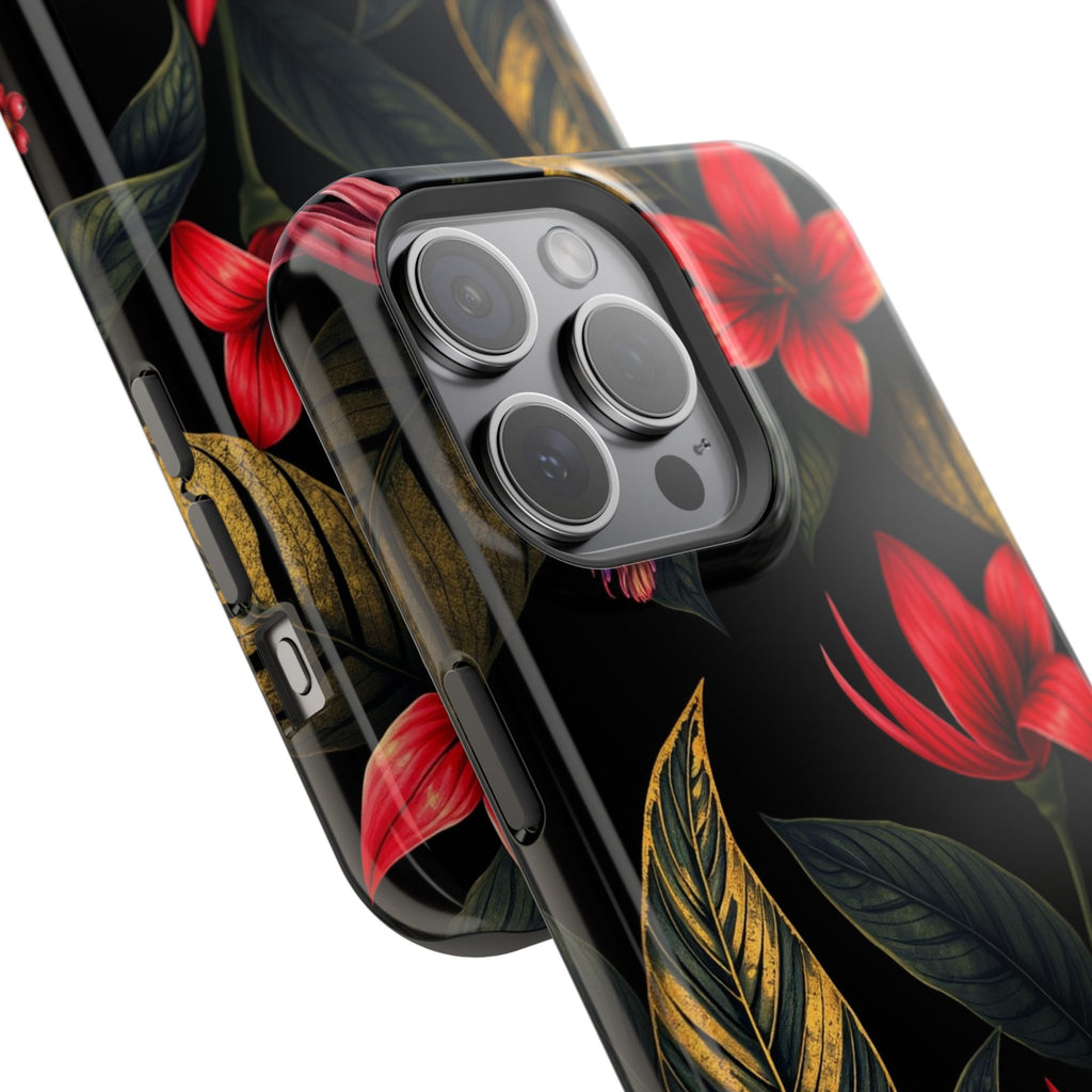 iPhone Black And Crimson Jungle Floral Slim Everyday Designer Case · iPhone Case