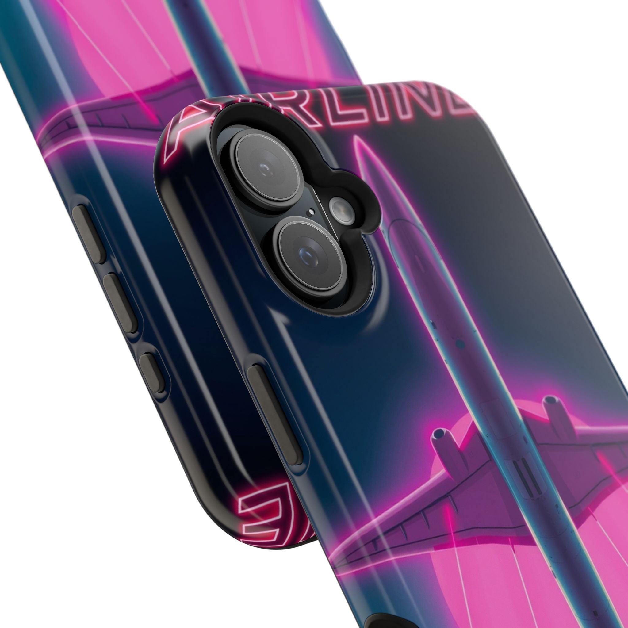 iPhone Cyan And Magenta Retro Airline Poster Slim Everyday Designer Case · iPhon