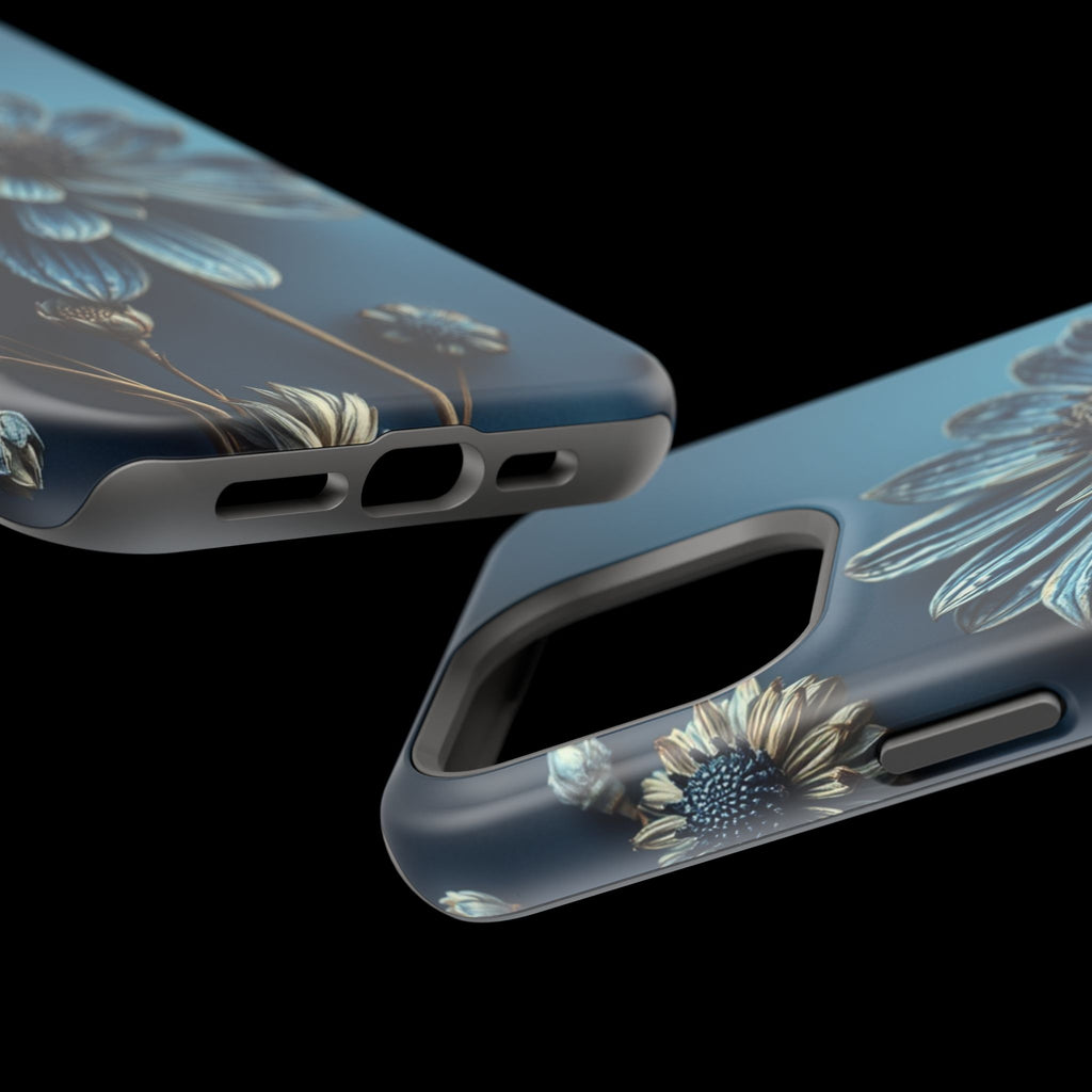 iPhone Midnight Blue And Silver Dried Flower Flat Lay iPhone 15 · iPhone Case