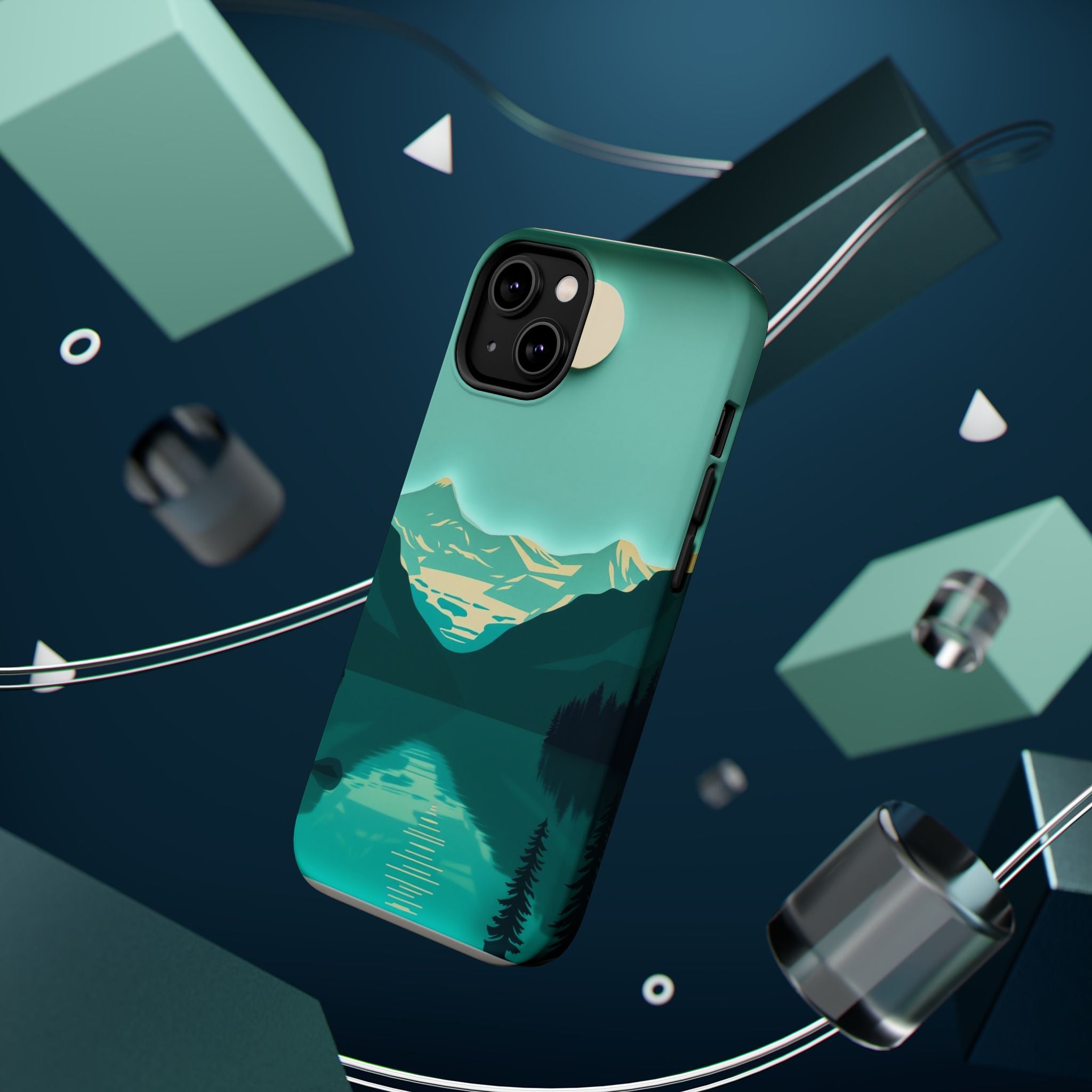 iPhone Glacier Lake Paper Cut Art Bold Modern Everyday Snap Case · iPhone Case