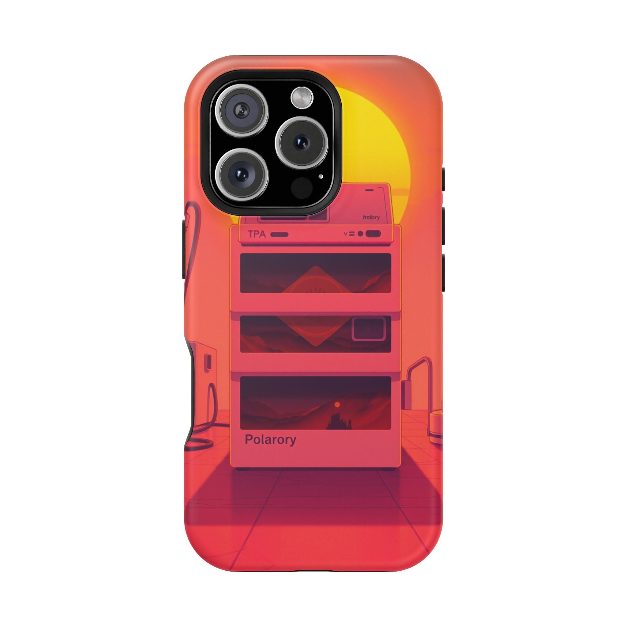 iPhone Polaroid Stack Memory Neon Cyberpunk Slim Everyday Designer Case · iPhone