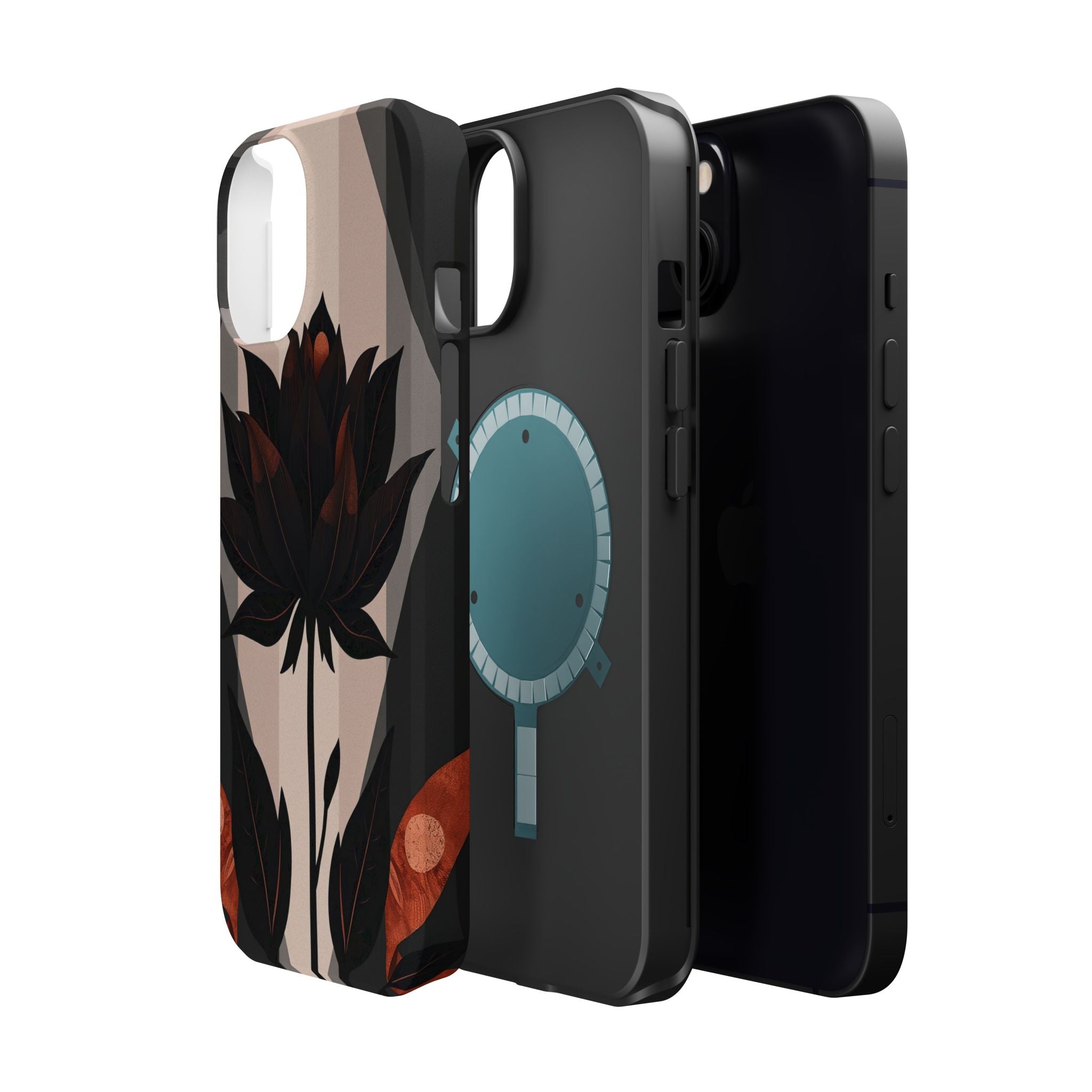 iPhone Charcoal And Copper Floral Silhouette Slim iPhone Everyday · iPhone Case