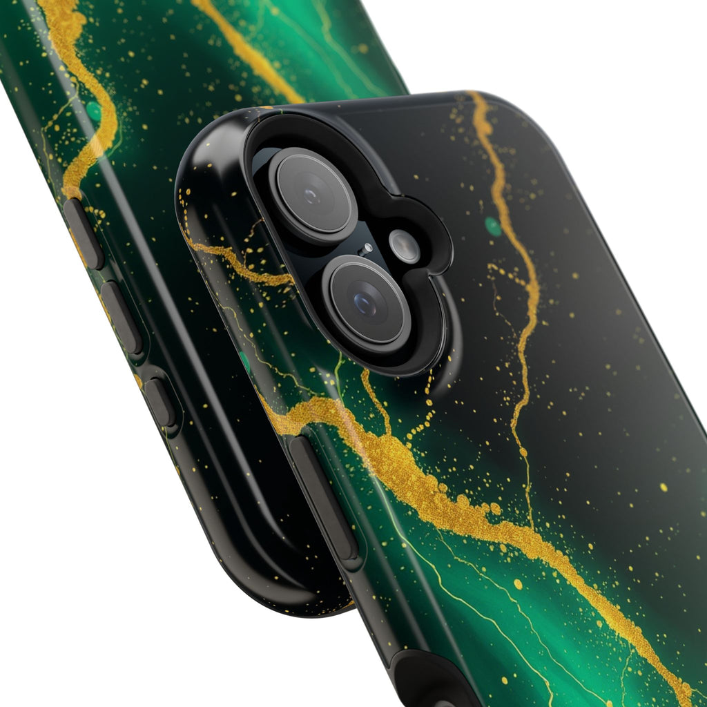 iPhone Emerald Green And Gold Petal Storm Slim iPhone Everyday Designer · iPhone