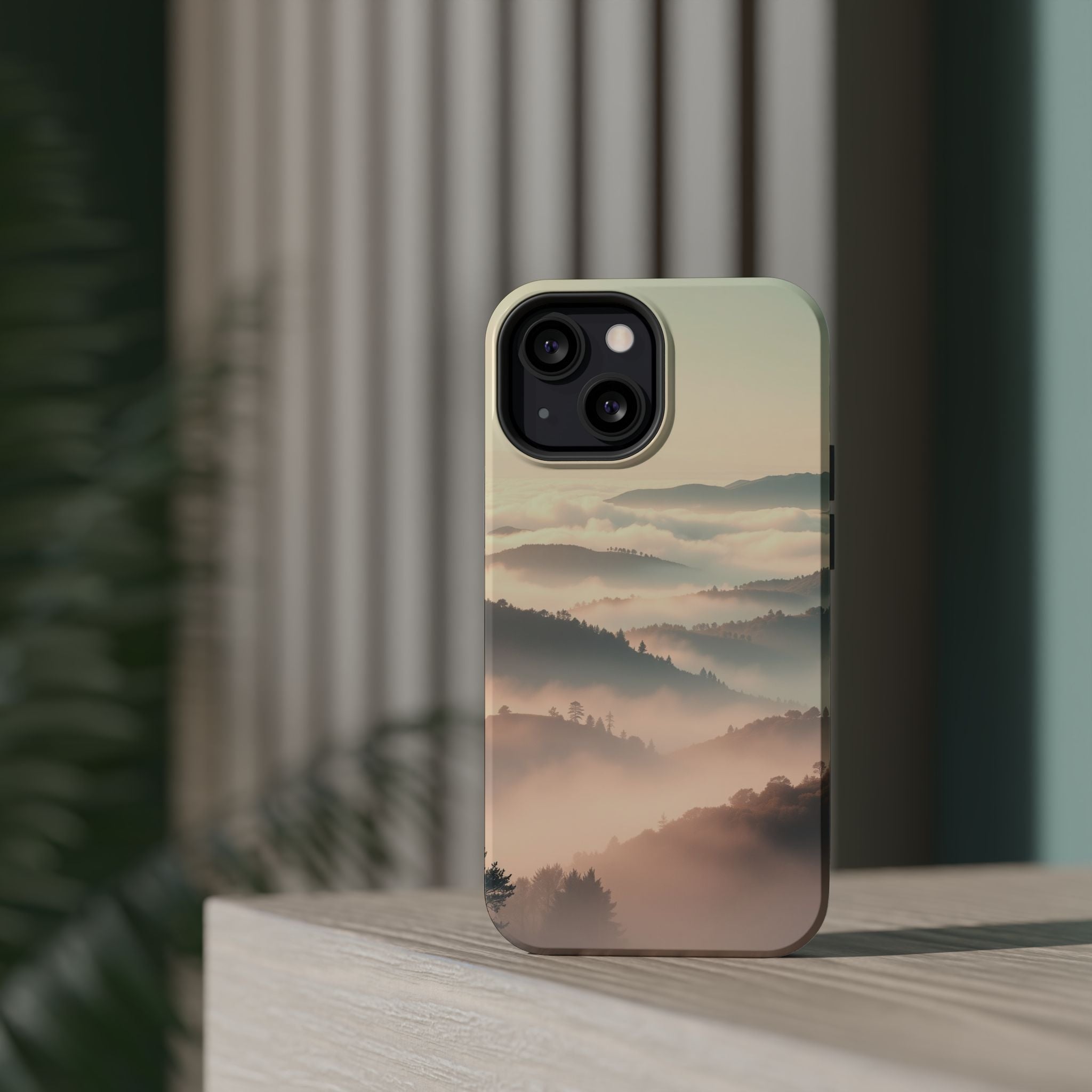 iPhone Mint And Blush Fog Rolling Over Hills Slim iPhone Everyday · iPhone Case