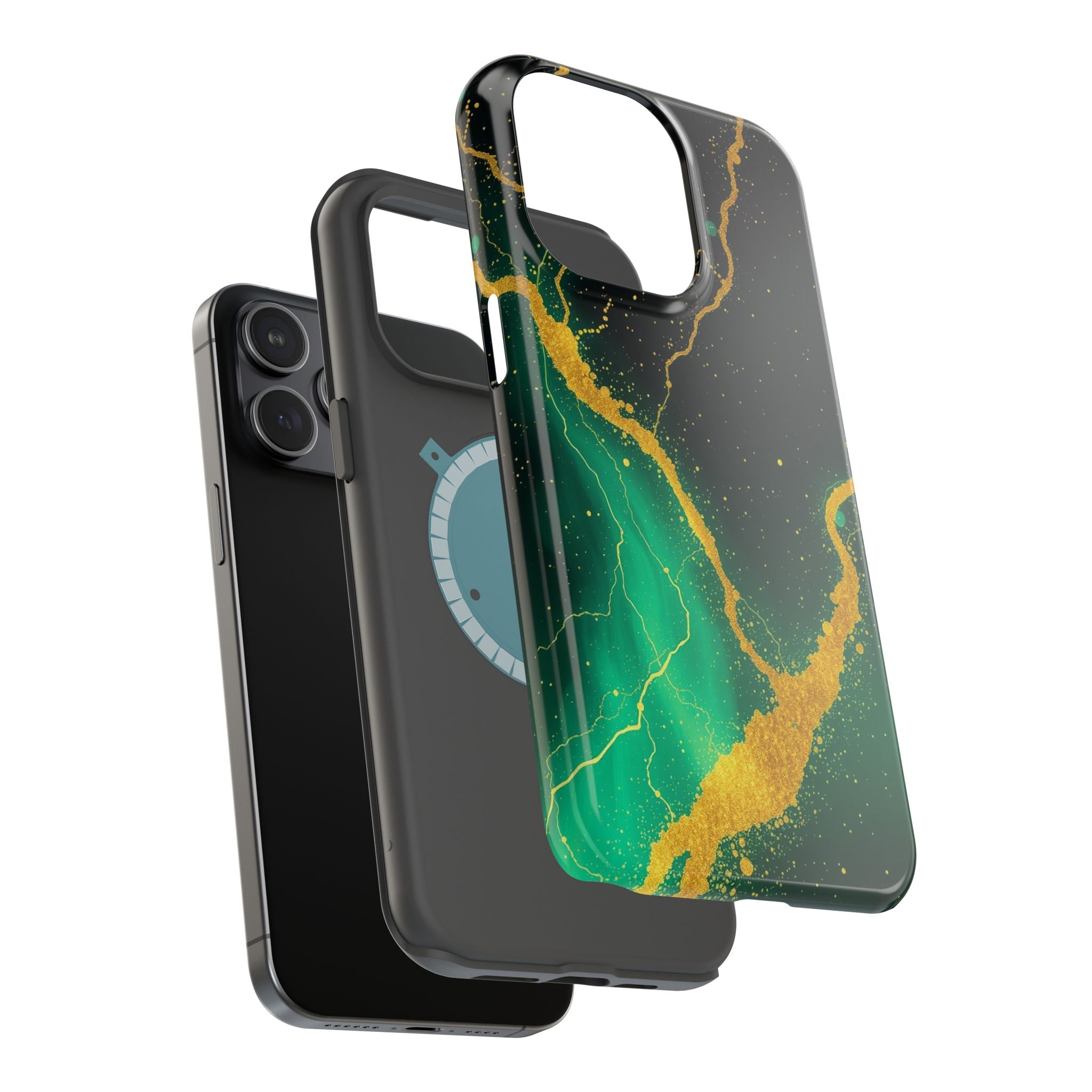 iPhone Emerald Green And Gold Petal Storm Slim iPhone Everyday Designer · iPhone
