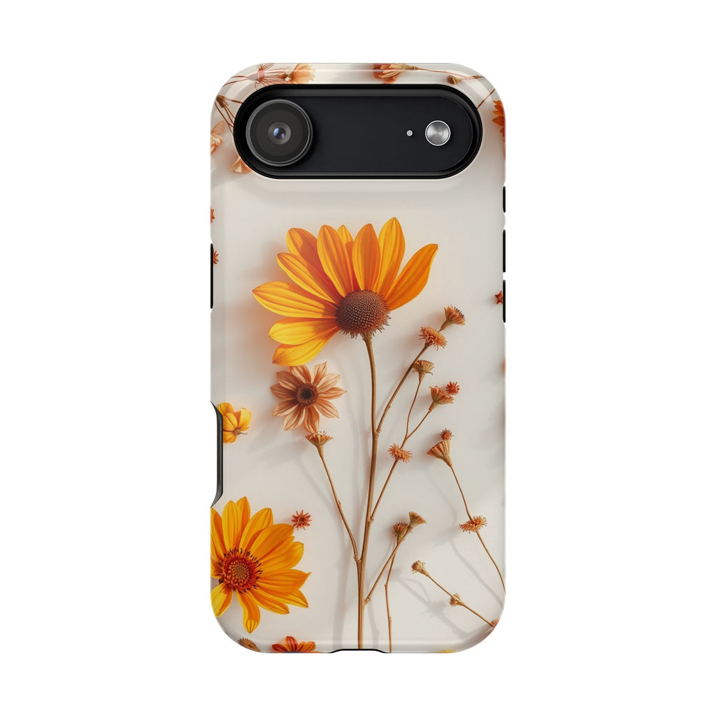 iPhone Mustard And Rust Dried Flower Flat Lay Carry Case Slim Snap Case · iPhone