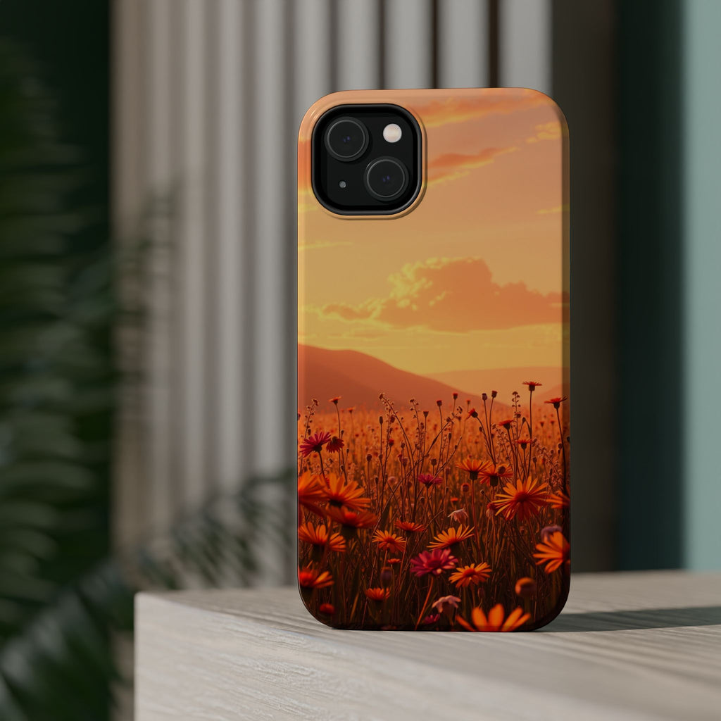 iPhone Sunset Amber And Peach Wildflower Field Soft iPhone Finish · iPhone Case