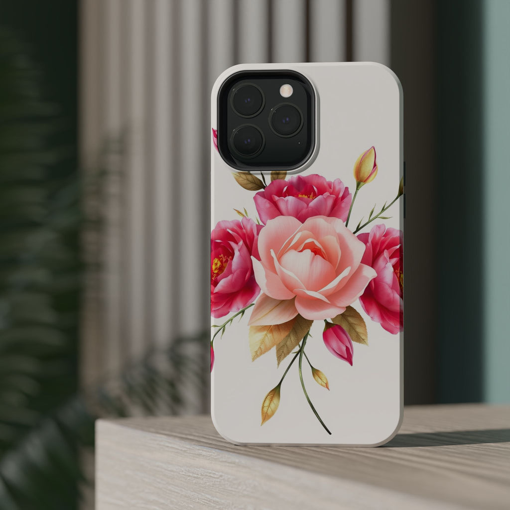 iPhone Rose Pink And Cream Neon Floral Slim Everyday Designer Case · iPhone Case