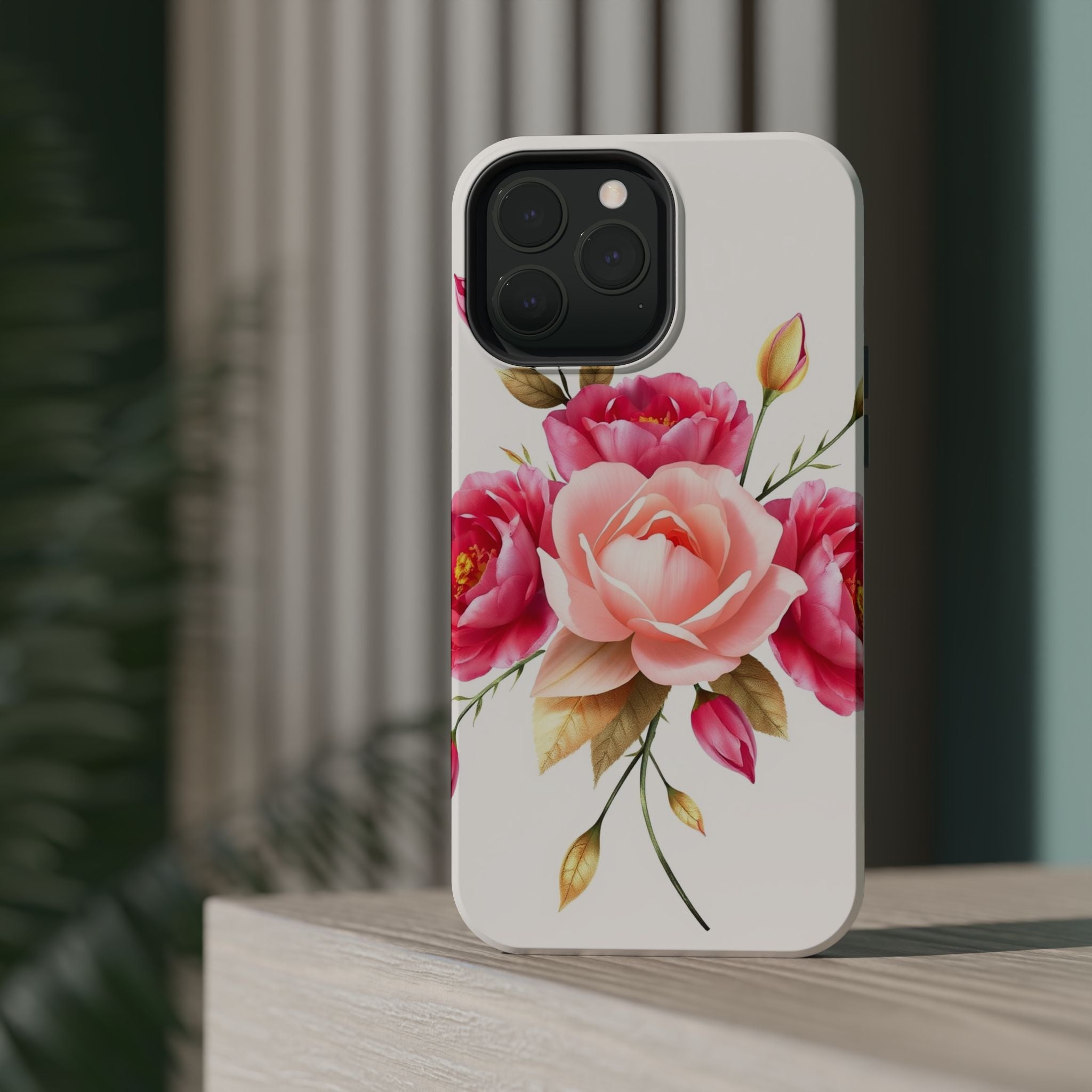 iPhone Rose Pink And Cream Neon Floral Slim Everyday Designer Case · iPhone Case