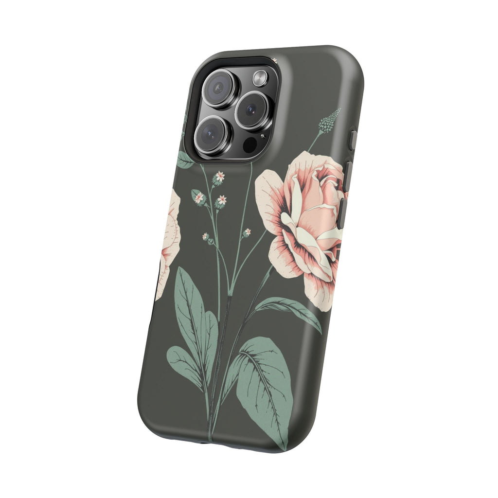 iPhone Mint And Blush Vintage Botanical Print Slim Everyday Designer Case · iPho