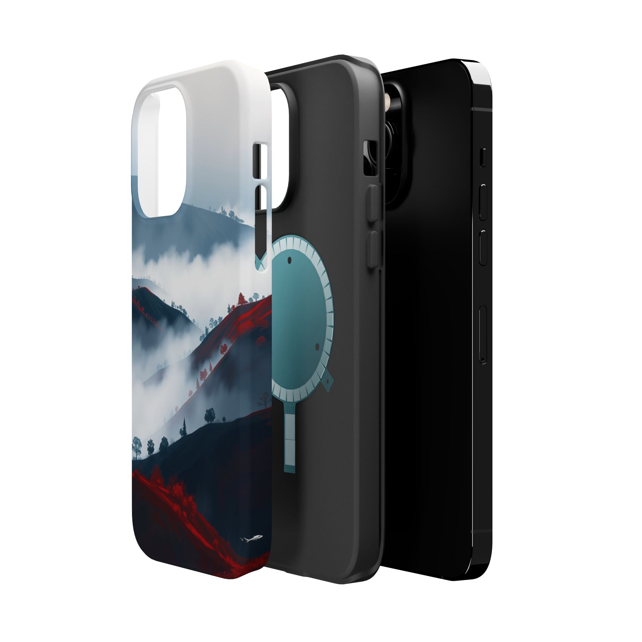 iPhone Black And Crimson Fog Rolling Over Hills Soft iPhone Finish · iPhone Case