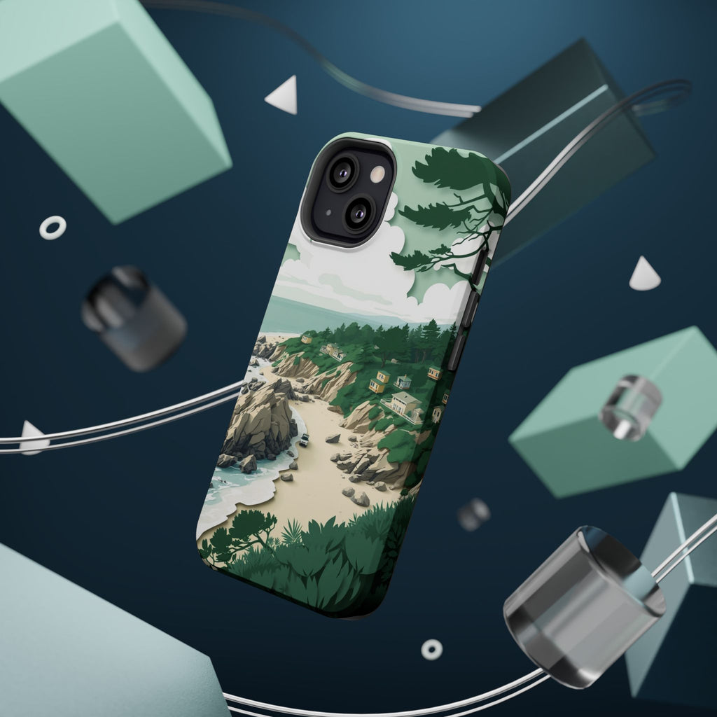 iPhone Pebble Beach Paper Cut Art Bold Modern Everyday Snap Case · iPhone Case