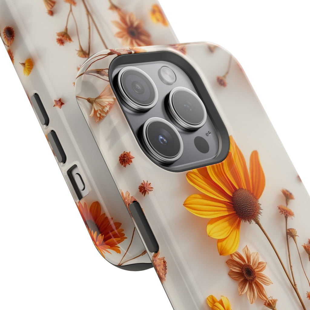 iPhone Mustard And Rust Dried Flower Flat Lay Carry Case Slim Snap Case · iPhone