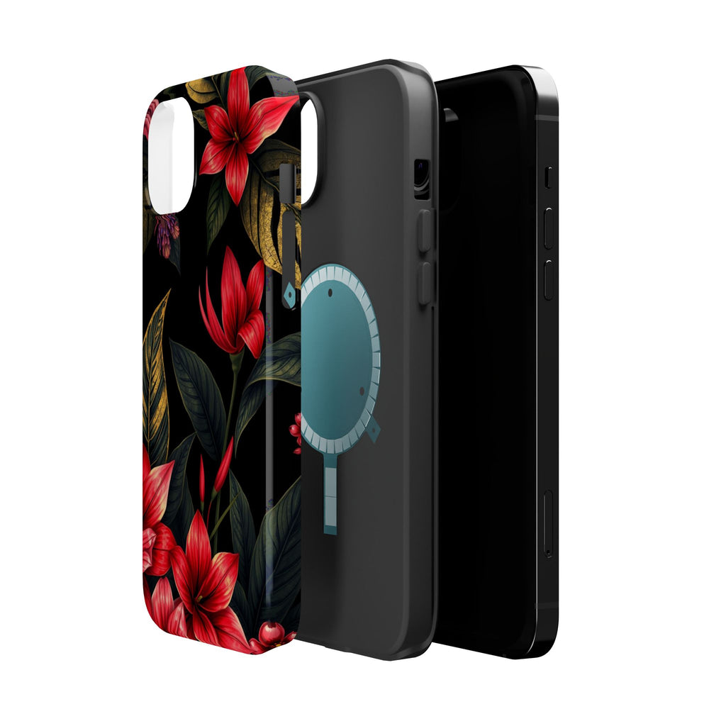 iPhone Black And Crimson Jungle Floral Slim Everyday Designer Case · iPhone Case