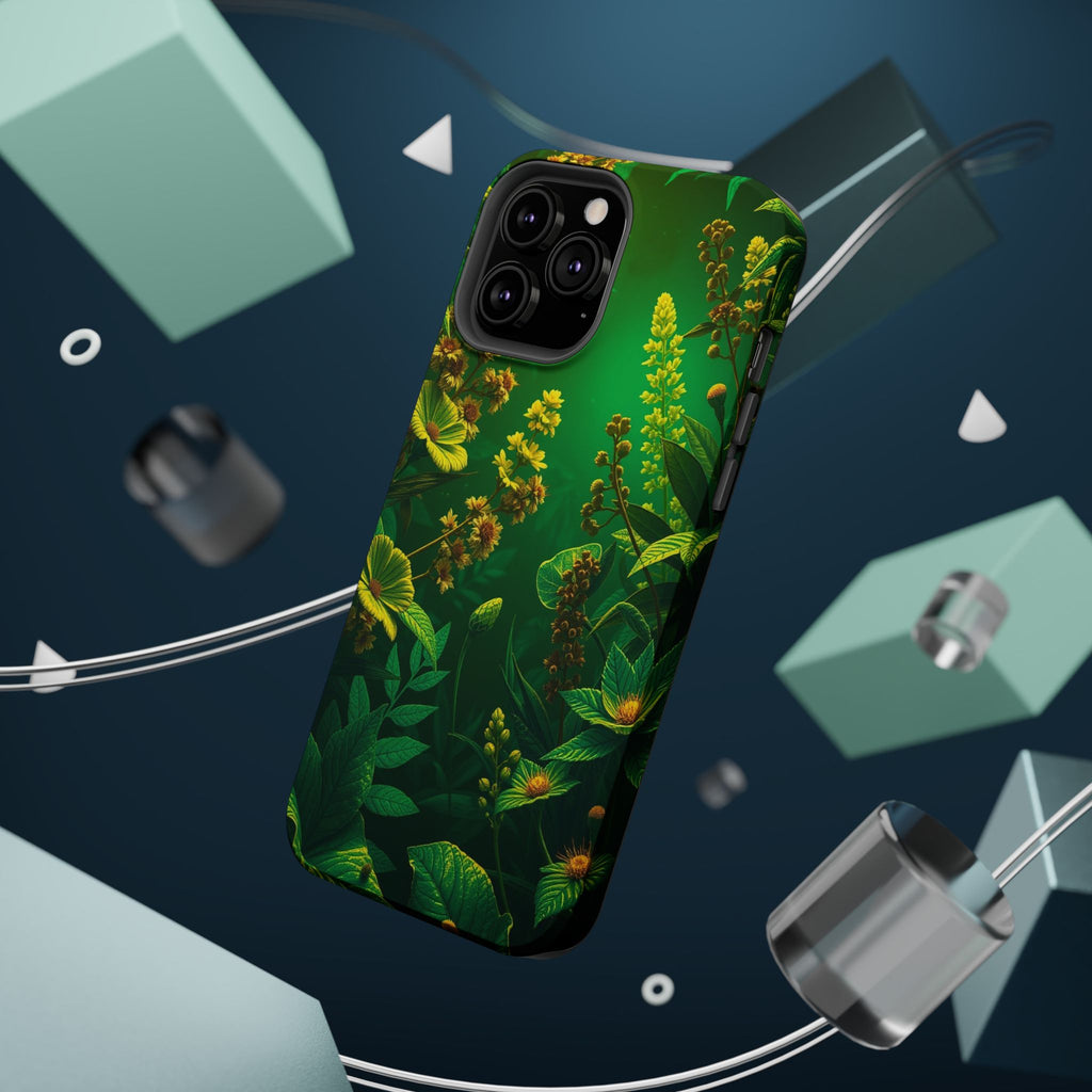 iPhone Emerald Green And Gold Vintage Botanicals Print Slim Snap Case · iPhone C