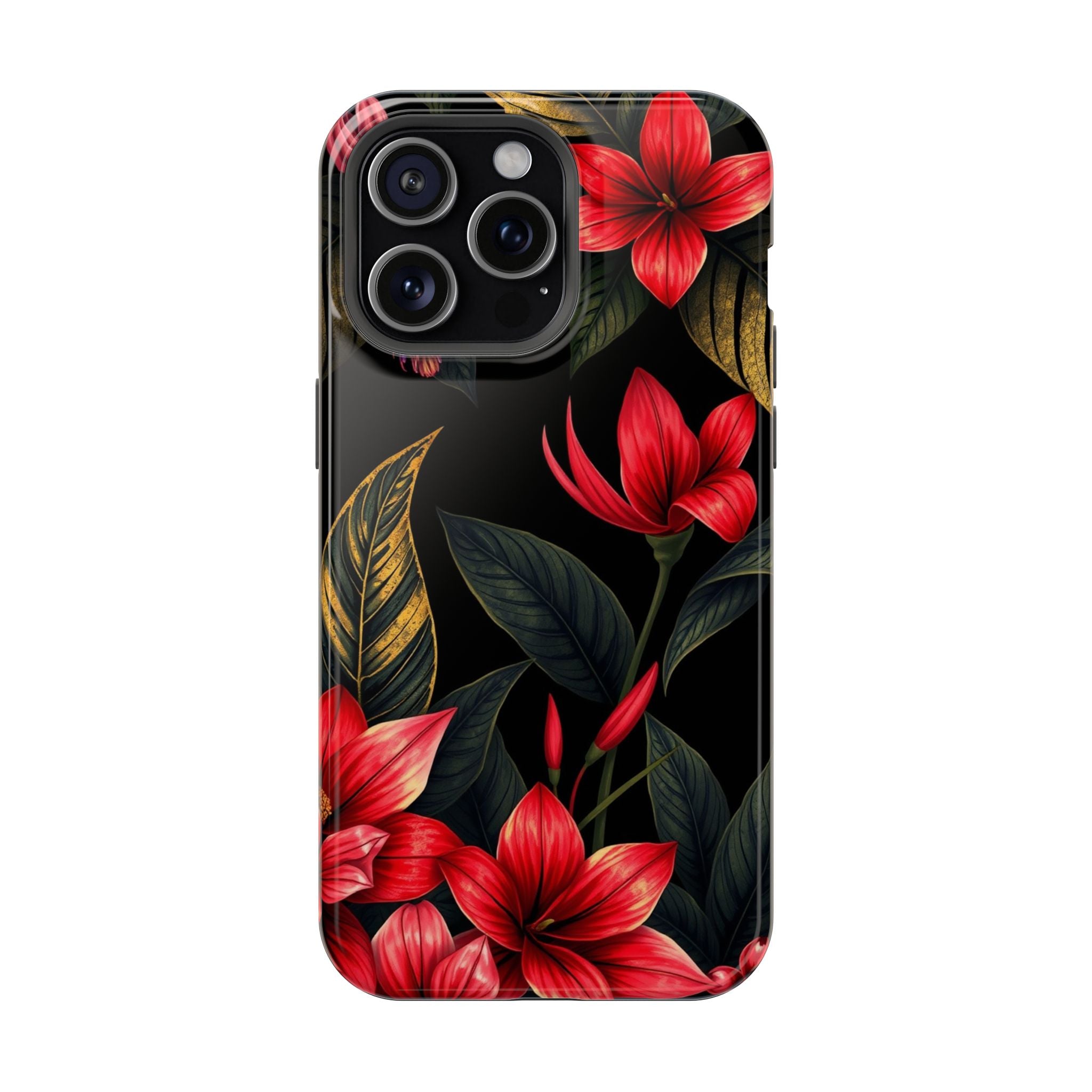 iPhone Black And Crimson Jungle Floral Slim Everyday Designer Case · iPhone Case