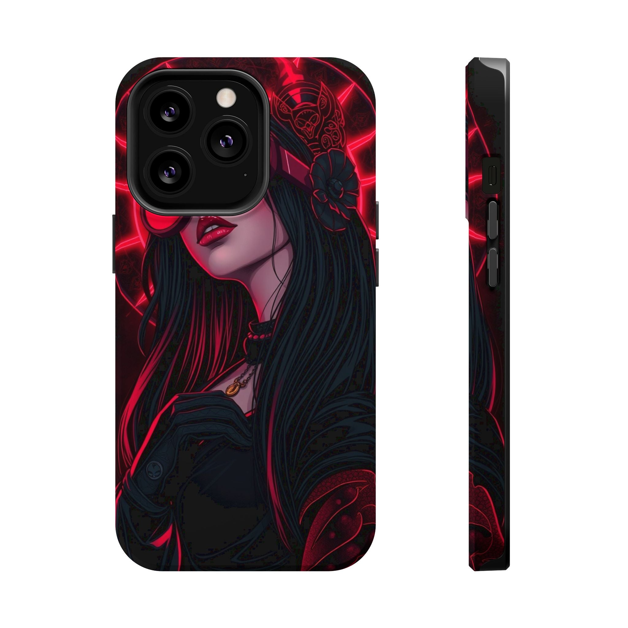 iPhone Black And Crimson Art Nouveau Female Slim Everyday Designer Case · iPhone