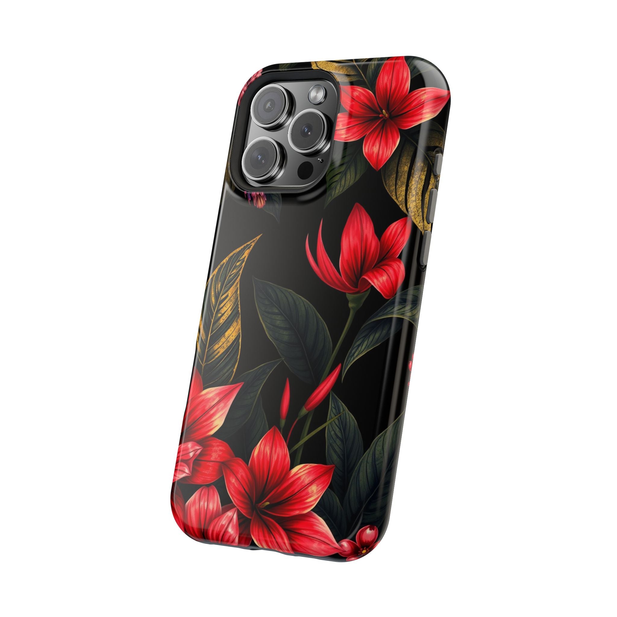 iPhone Black And Crimson Jungle Floral Slim Everyday Designer Case · iPhone Case